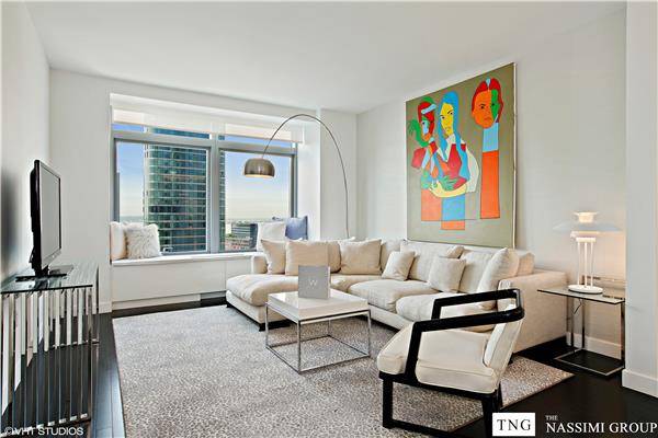 Furnished one bedroom. Expansive wall to wall windows with breathtaking vistas of Hudson River, New York Harbor and Statue of Liberty, Graft Designed Kitchen with Corian countertops and Miele and ...