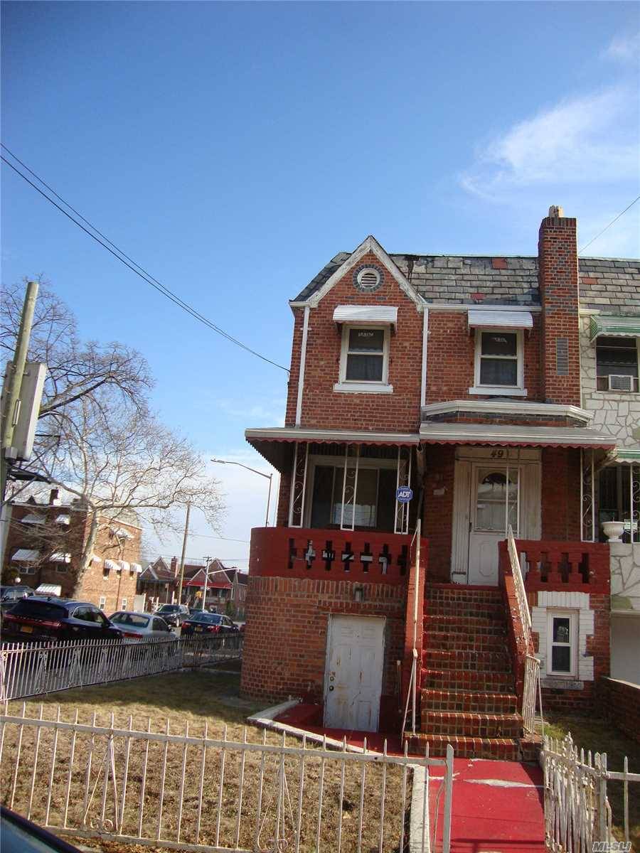 East Flatbush One Of A Kind Mother Daughter Semi Detached Brick Corner House, Includes A Three Bedrooms Duplex, Over A Walk In Apartment.