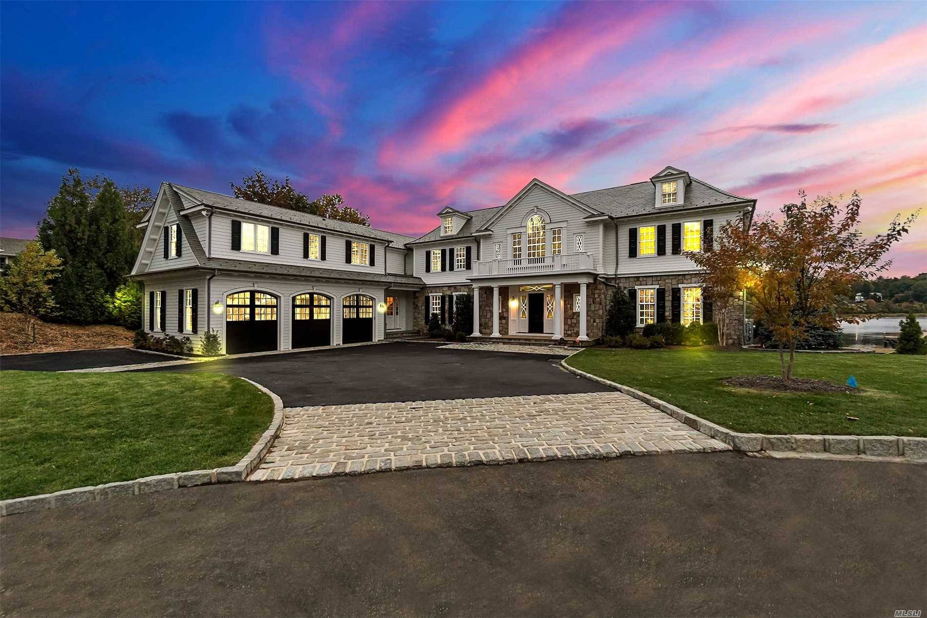 Newly Designed And Built This Connecticut Stone And Ship Lap Center Hall Colonial, Situated On A Private Road In Plandome Over Looks Manhasset Bay With Year Round Sunsets.