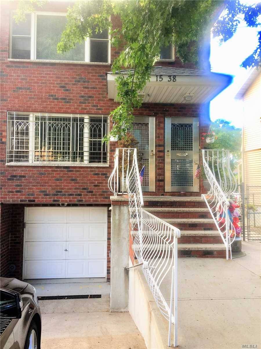 Brick Two Family Home, Three Bedrooms Over Three Bedrooms, Full Finished Bright Basement, with high ceilings, and separate entrance and exit to park like yard.