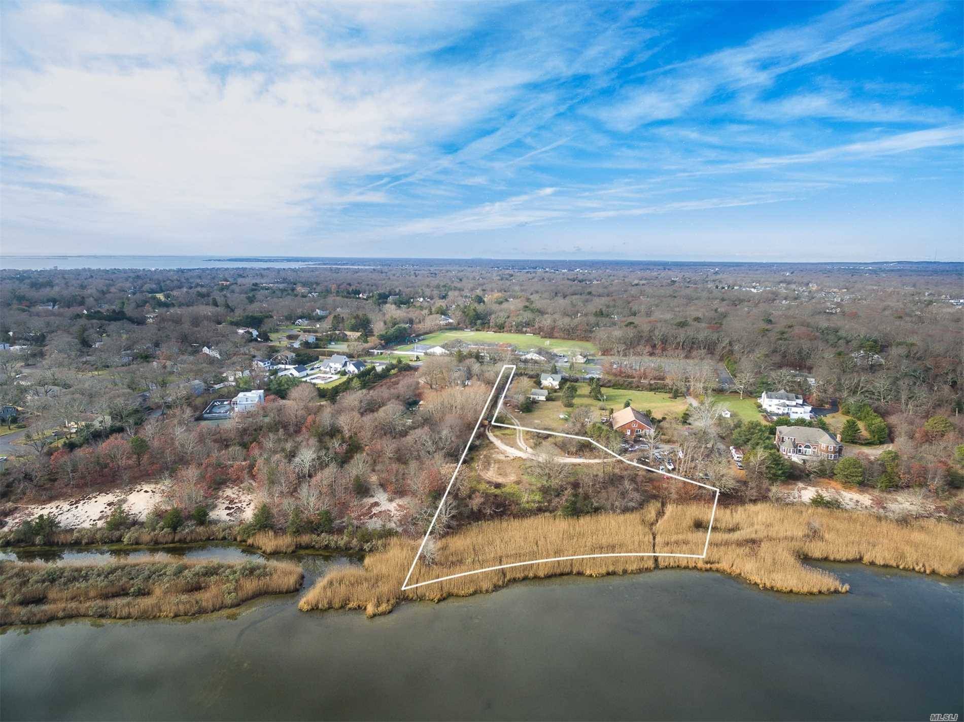 Amazing Elevated 1. 76 Acre Flag Lot W 180 Degree Vistas Of The Speonk River All The Way Out To Moriches Bay.