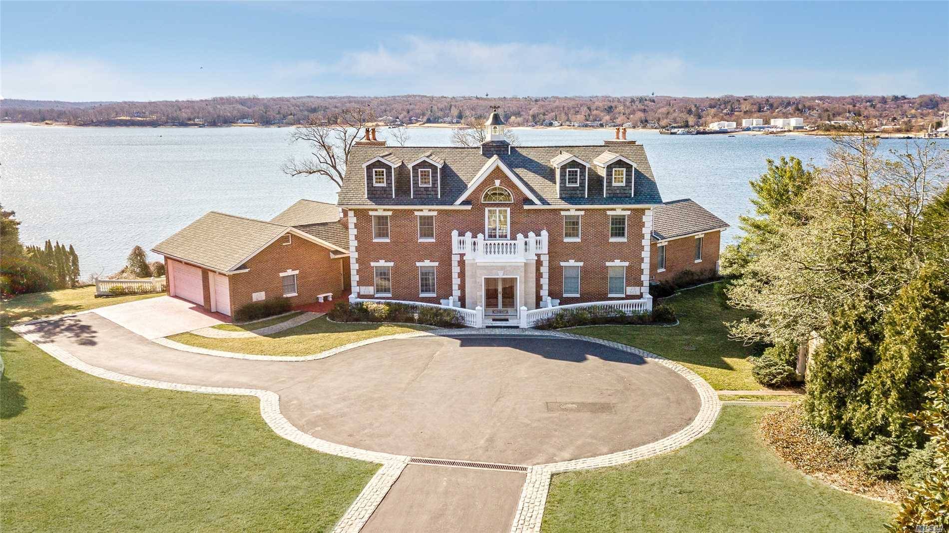 Centre Island, Stately Brick Colonial Style Manor Home, Perched On 3.
