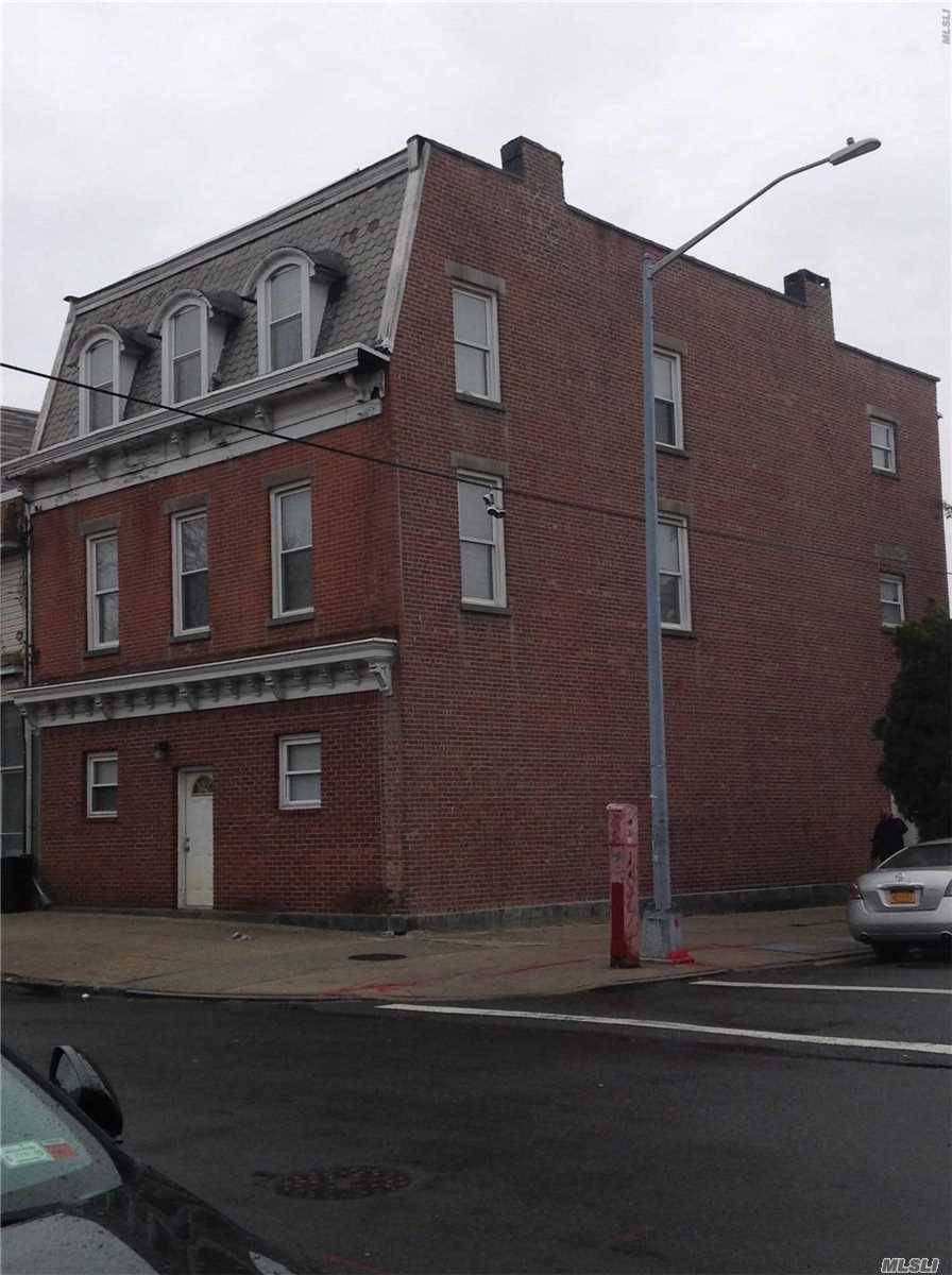 BRICK 3 fam, 1000 sqft STORE with office, corner property, 2 apts on 2 floor and a 6 ROOM apt on 3 rd floor.