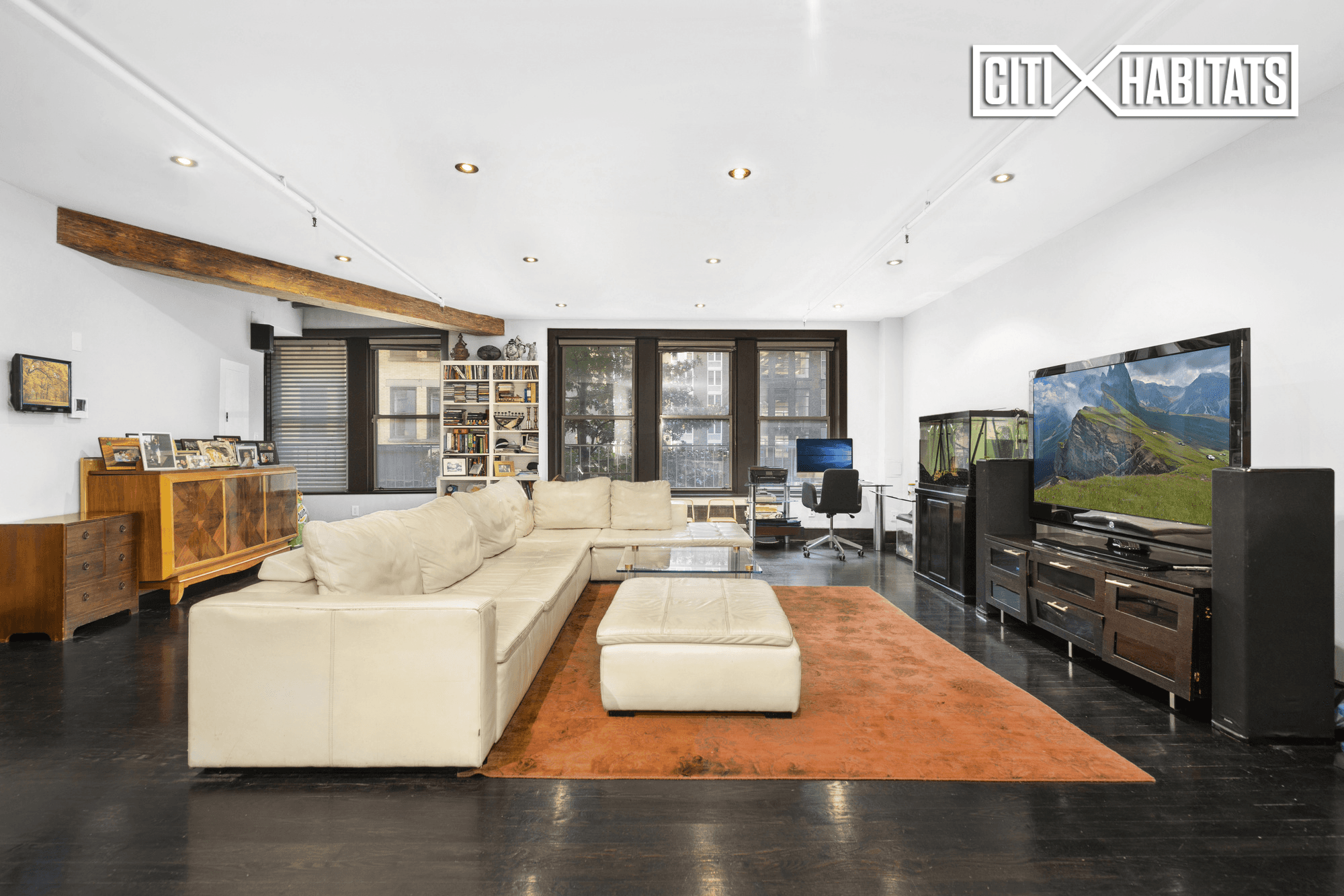 Step out from your private key locked elevator into this magnificent sprawling 2500 sf loft that provides the opportunity for Live Work.