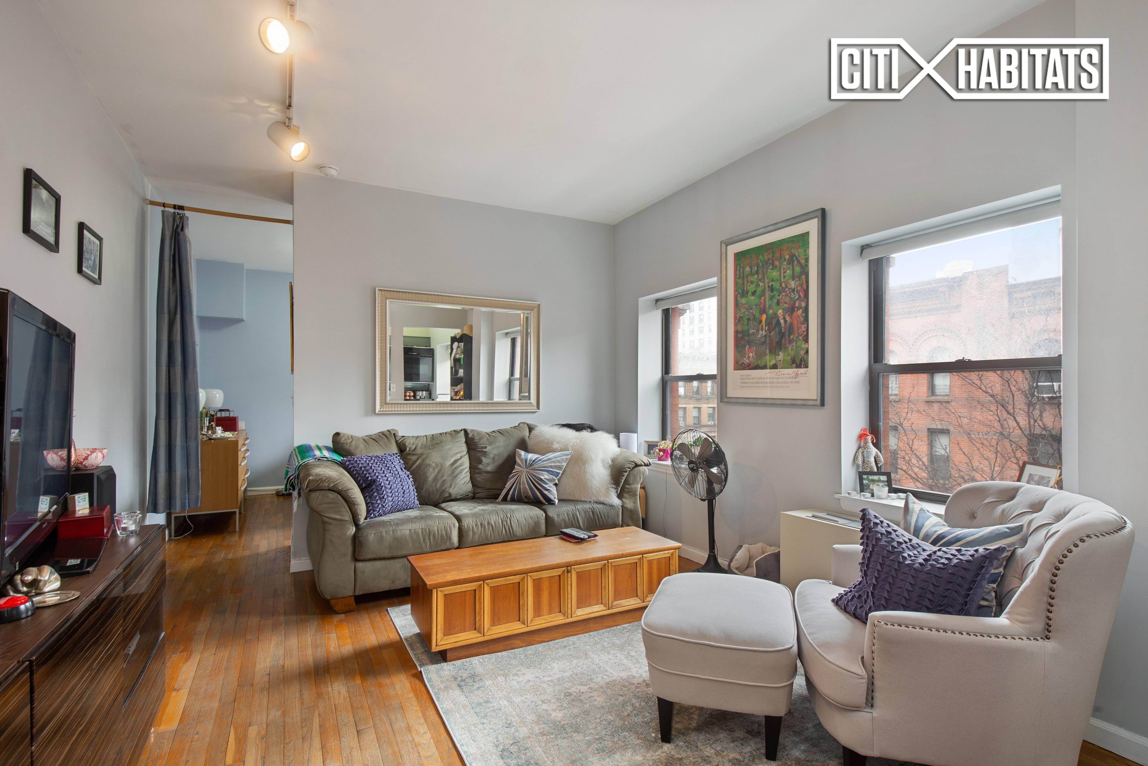 This sunny one bedroom is located in a doorman building known as The Chesterfield, sitting on the corner of West 80th Street and Amsterdam Avenue.