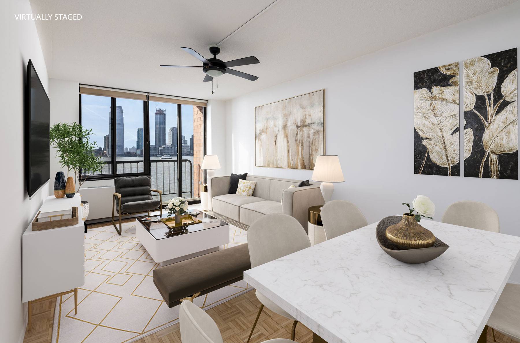 5N At Liberty Terrace is an exceptional, sunny 1 bedroom in a full service condominium with unrivaled Hudson River views from this spacious and renovated West facing unit.