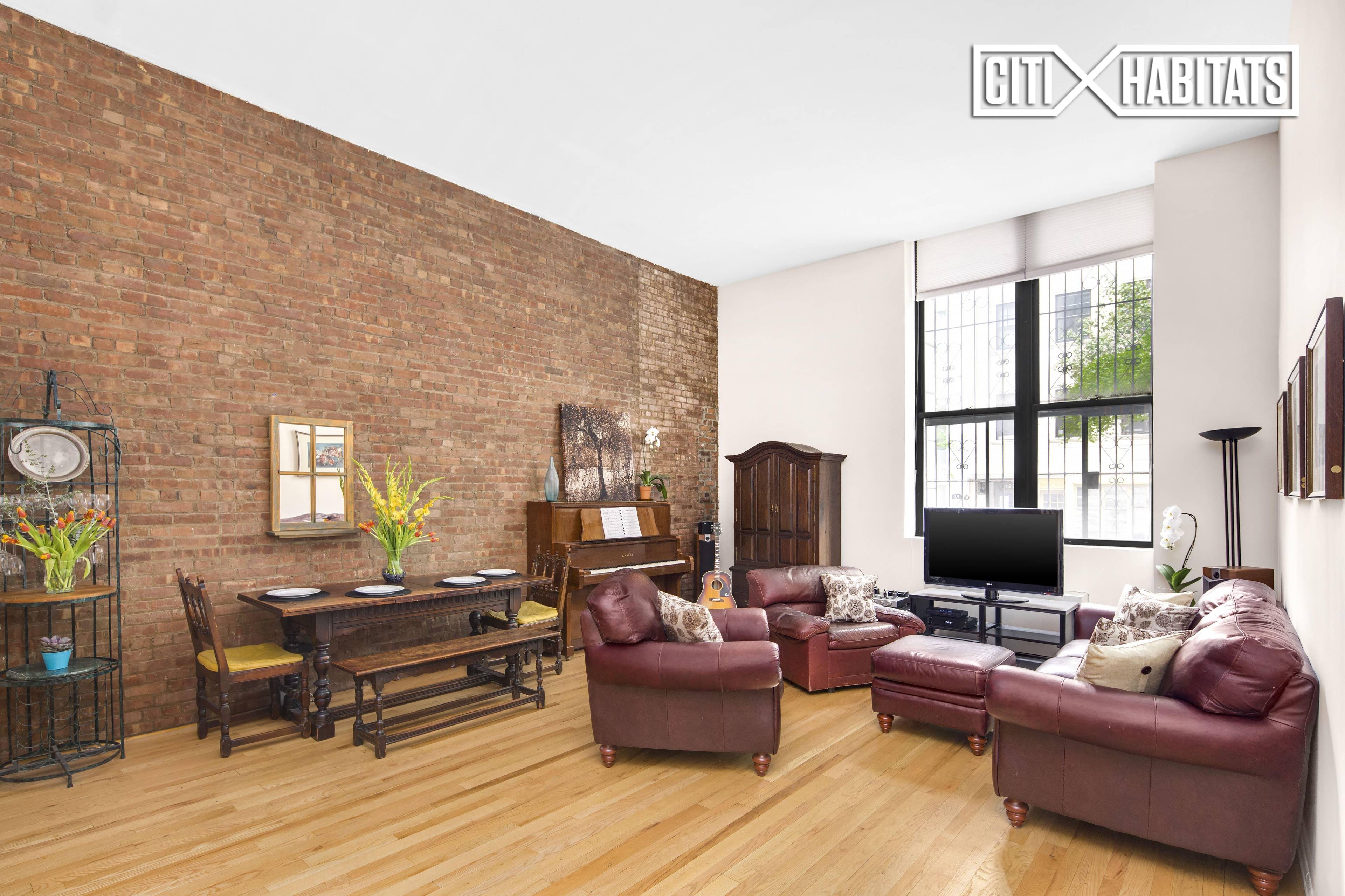 Entering Apartment 1A, one is immediately struck by the spaciousness of the 14 high sunken living room, the exposed brick walls, the wooden staircase to the balcony that serves as ...