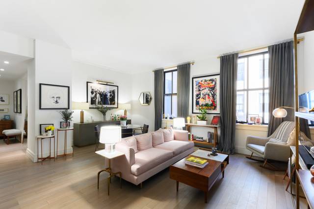 Residence 12J is a 1, 054 SF one bedroom, one and a half bath plus home office residence in the historic Ralph Walker building at 100 Barclay in Tribeca.