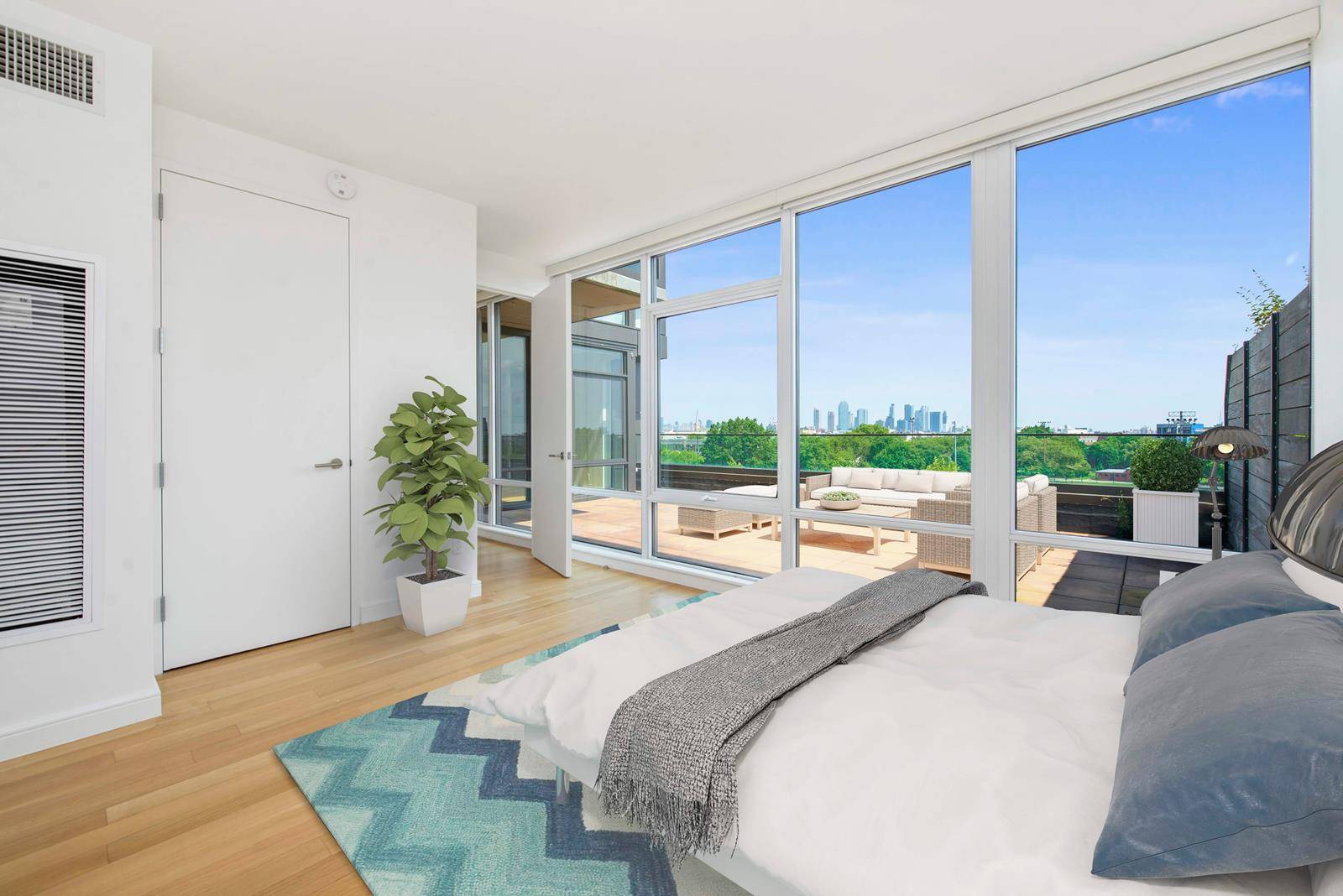 Residence B 710 is the premier 2 bedroom and 2 bathroom at 101 Bedford featuring a 1200 square foot wrap terrace directly overlooking the Manhattan Skyline and McCarren Park one ...