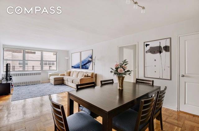 Perched atop the highest floor of this well located Upper East Side coop is a sunny, south facing already converted two bedroom, one bath apartment.