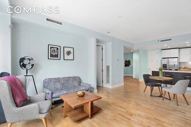 Not your garden variety rental Oversized, bright, and completely modern 810 Sf 1 bed 1 bath at The Absolute Condominium in Clinton Hill a contemporary mid rise elevator building.