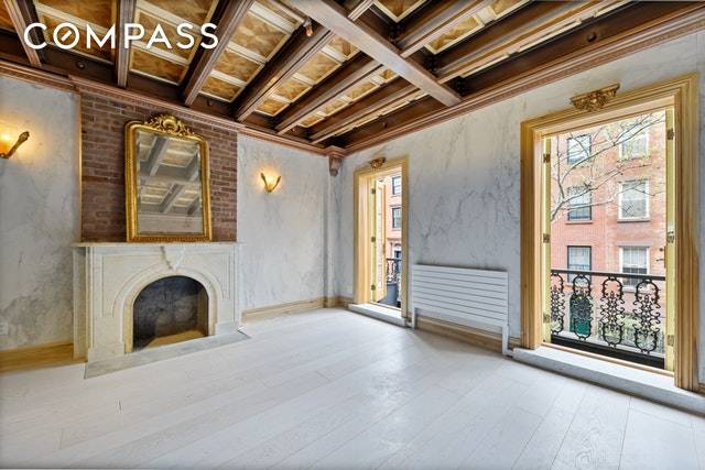 Stunning parlor floor through with approximately 12 ceilings in a completely guttted 1840 s Federal townhouse on one of the most serene and beautiful sections of Perry Street.
