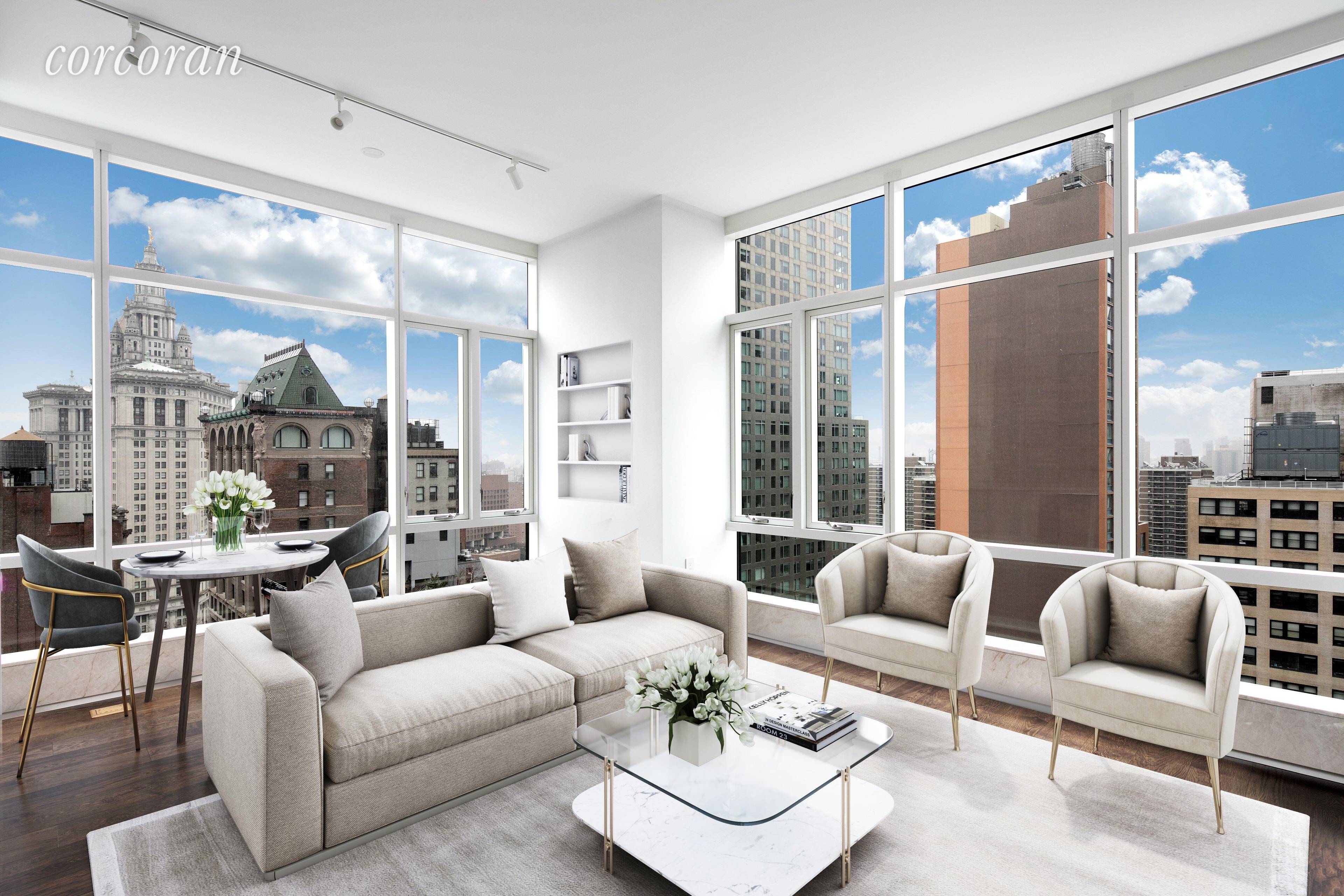 This bright and airy corner 1 bedroom 1 bathroom located in the heart of Lower Manhattan is your private sanctuary in the sky.