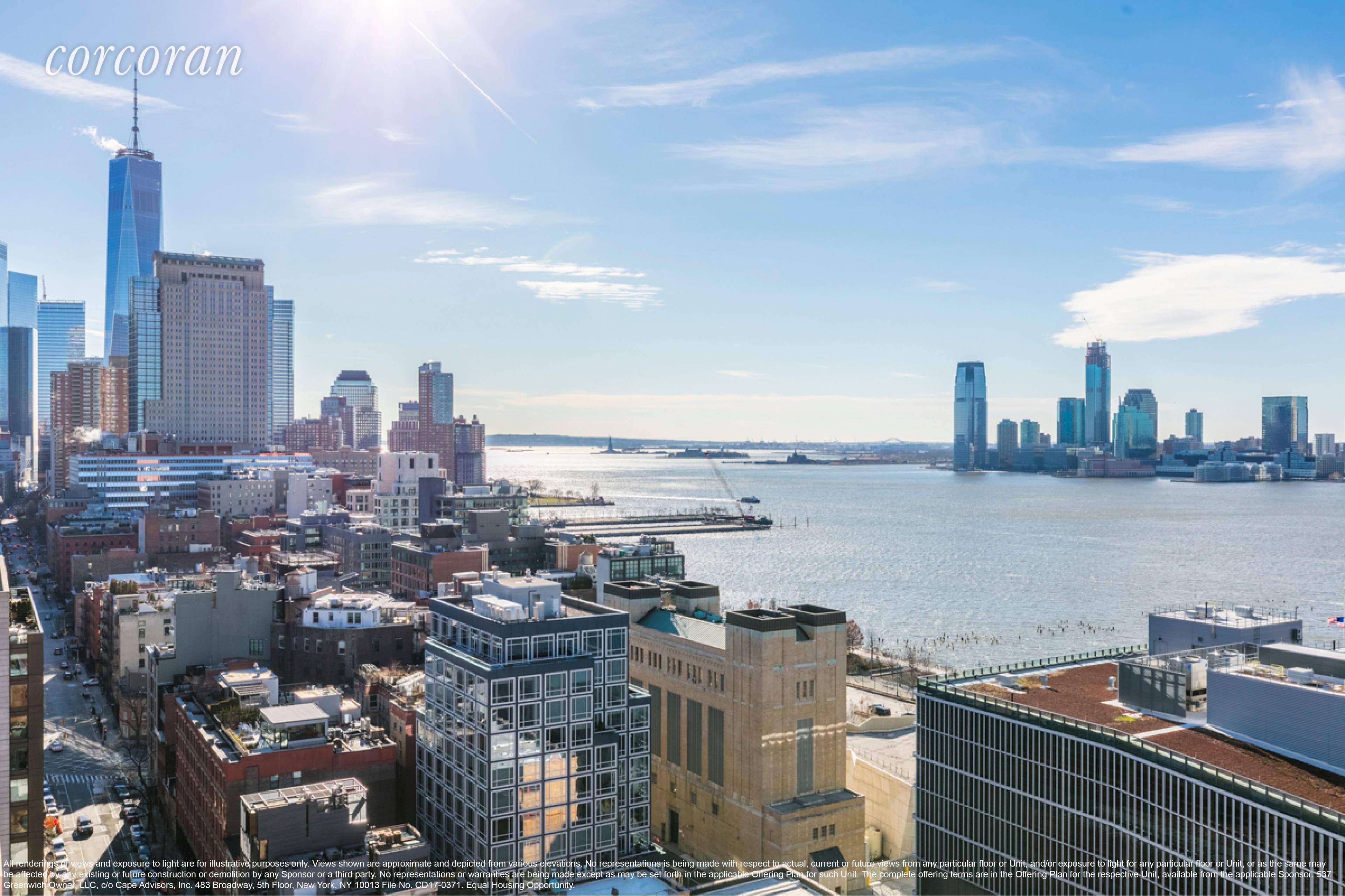 Residence 22A at Greenwich West is an exceptional two bedroom two and a half bathroom condominium home with an amazing South West corner living room making Lady Liberty and One ...