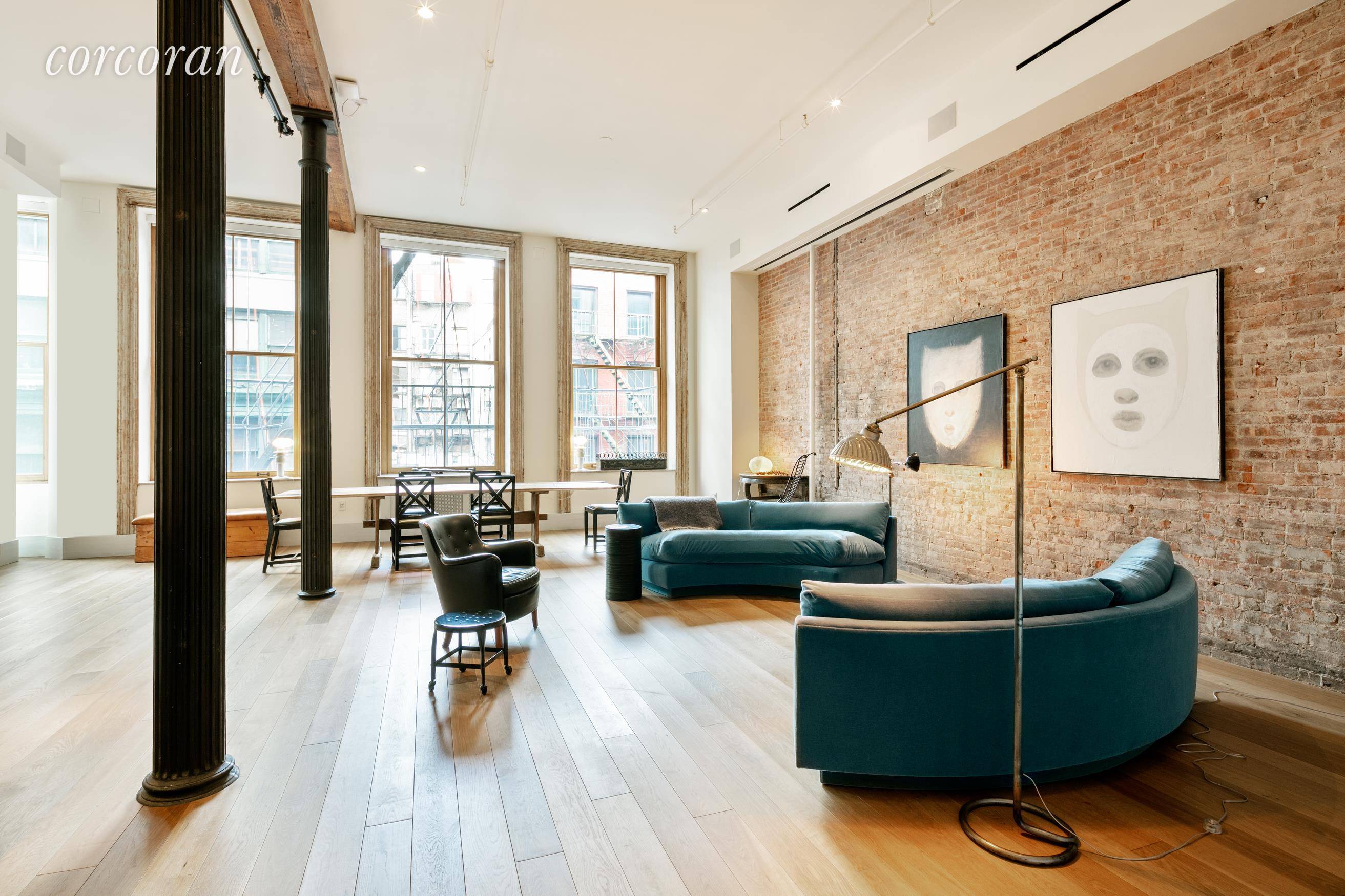 A true extra wide Tribeca loft, this flawlessly renovated home features coveted original details highlighted by premier designer updates to create one of the finest three bedroom, two and a ...