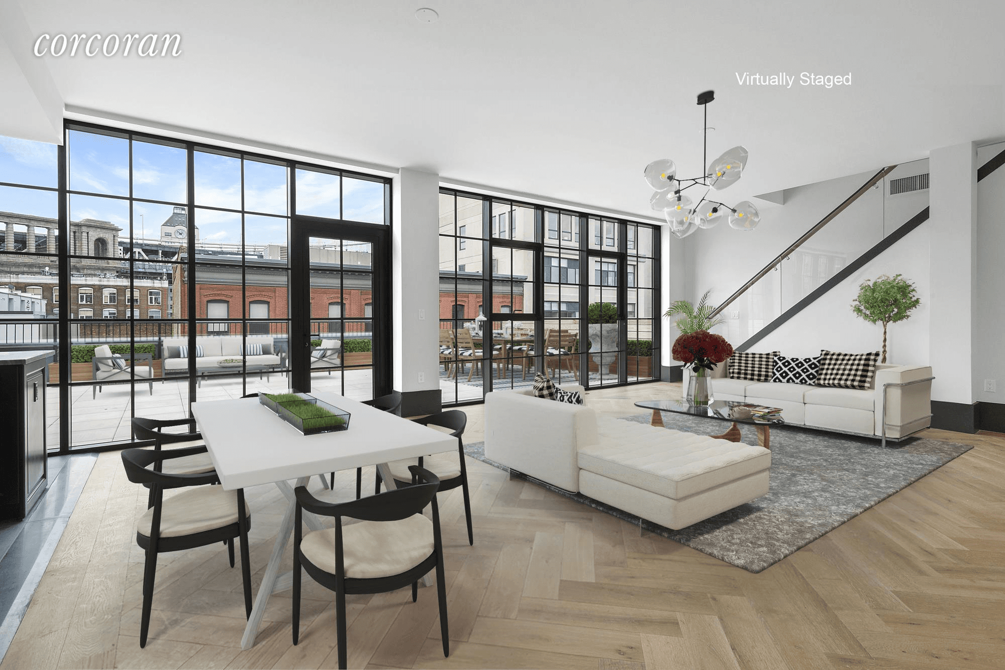 3 Bedroom 4 Bath Duplex Penthouse with Amazing Private Terrace and Reserved Parking Space in Dumbo's Newest Full Service Luxury Building 51 Jay Street.