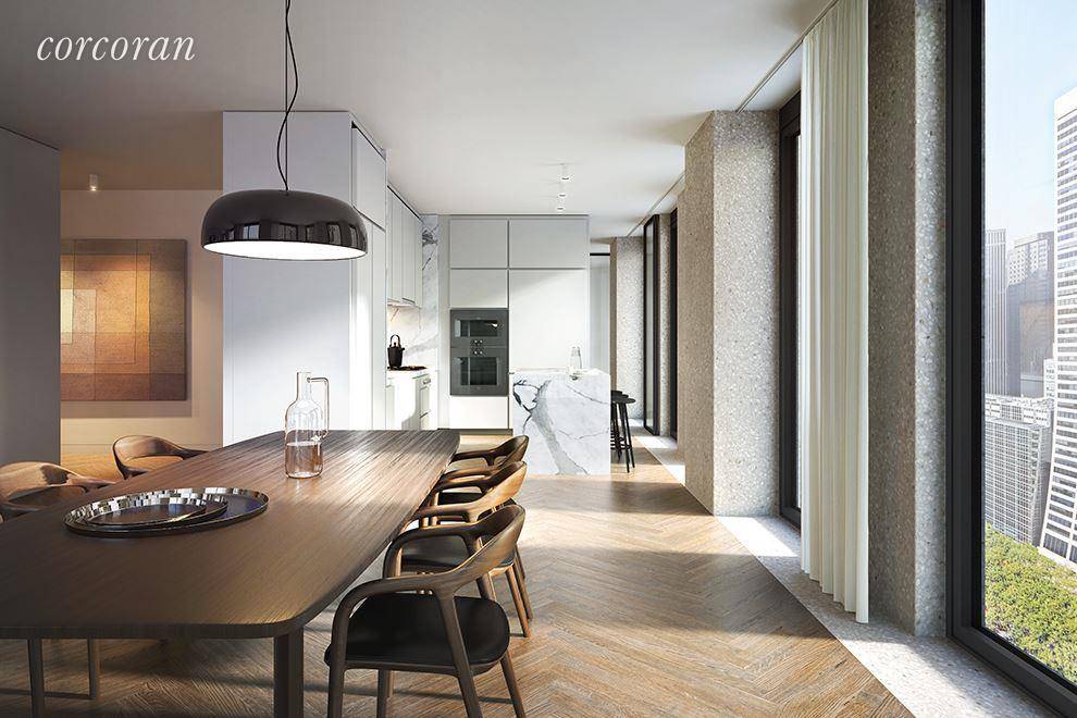 Located high above vibrant Bryant Park in the heart of New York City, this David Chipperfield designed half floor three bedroom residence boasts eighteen floor to ceiling windows wrapping three ...
