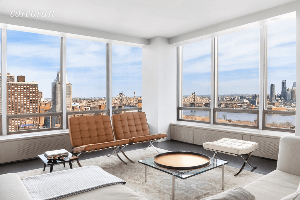 Move right in to this oversized, mint condition 2 bedroom, 2 1 2 bathroom apartment with East River and City views as far as the eye can see from every ...