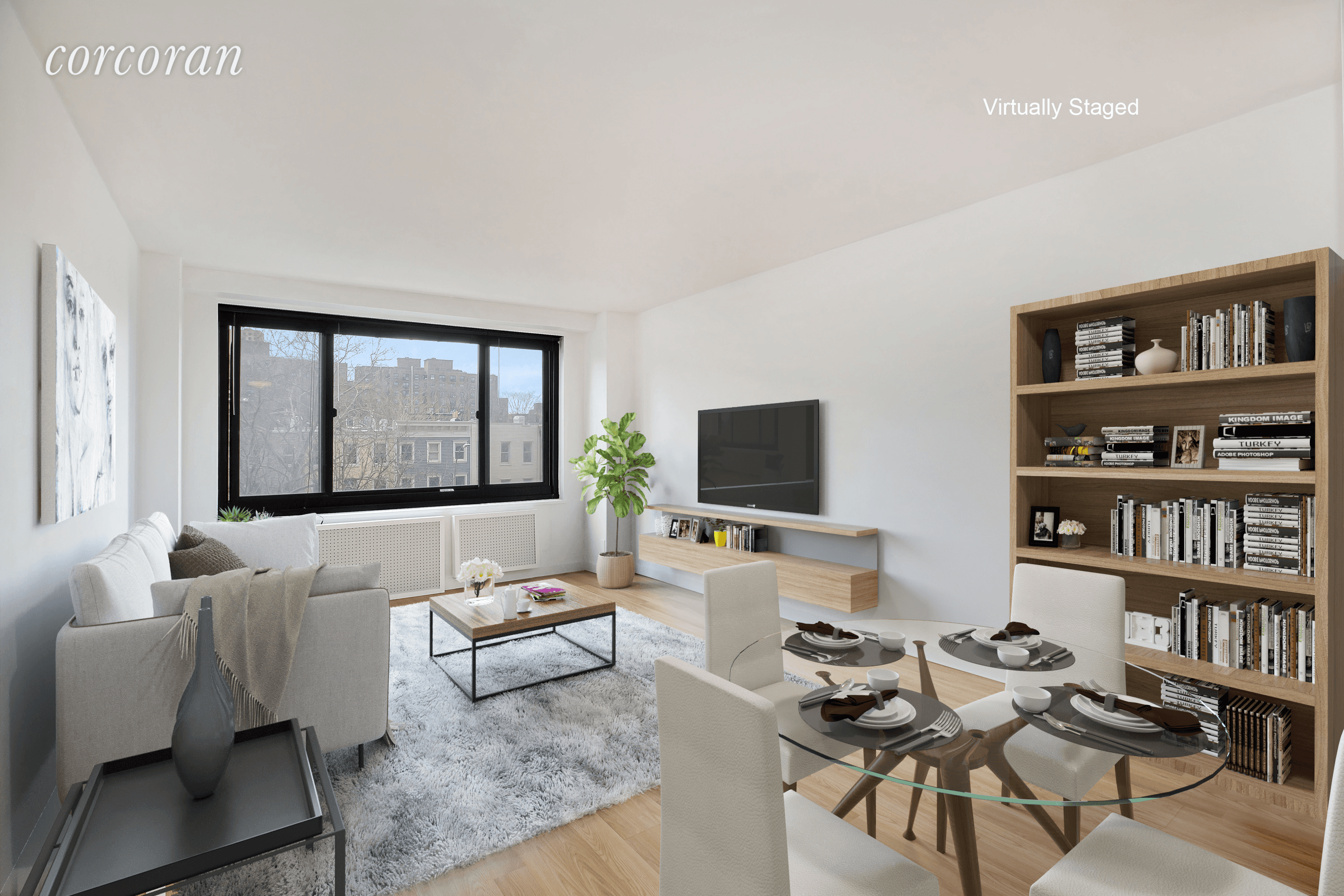 This lovely 1 bedroom 1 bathroom apartment is flooded with light and features walnut built in shelves, efficiently designed storage and an open living space perfect for entertaining.