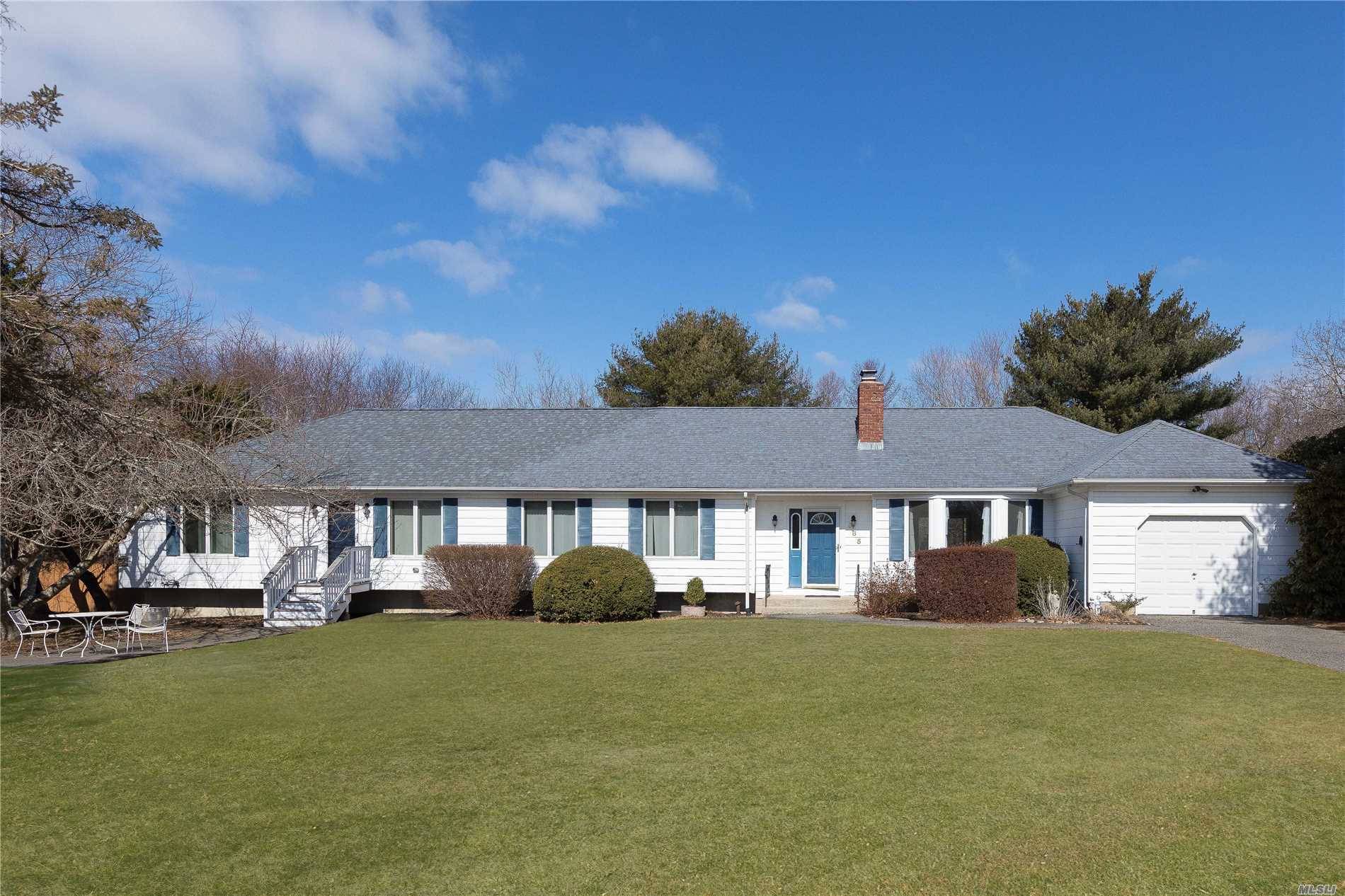 A sprawling 4 bedroom, 3 bath Ranch with many opportunities, situated on a shy acre just a short distance from the heart of Southold Village.