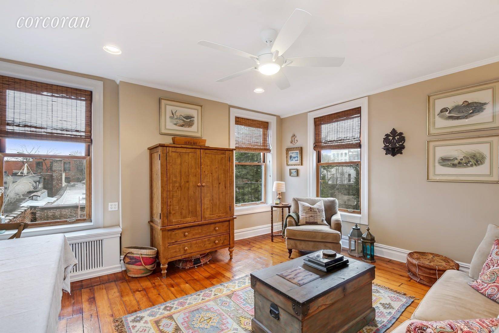 This stunning 1200 SF full floor in one of Clinton Hills rare 25 wide brownstones offers space, light, and historic charm beyond your wildest dreams.