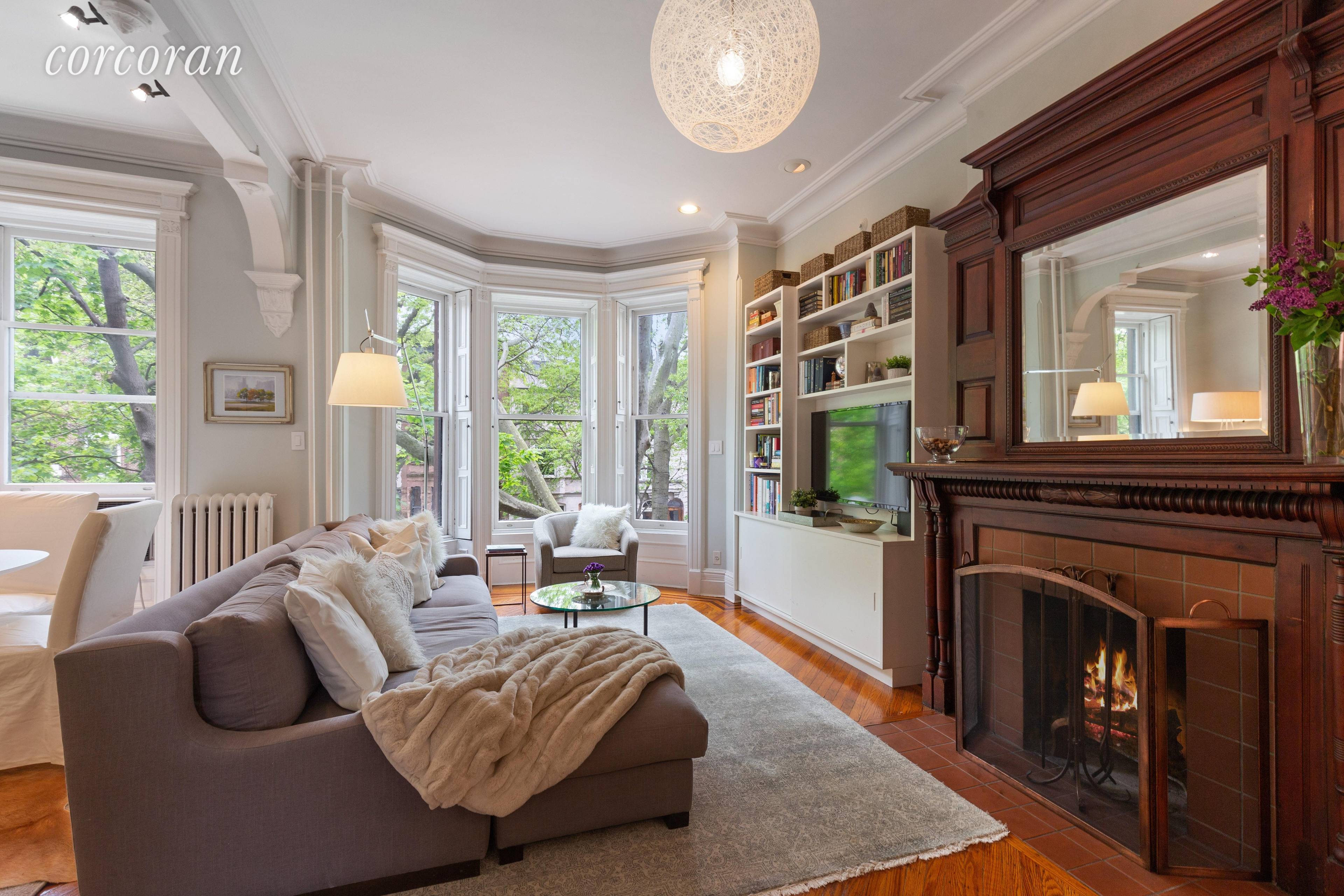 This Park Slope Brownstone Beauty Welcomes You in with Lush Views, Southern Light, Gorgeous Pre War Detail, Built In Bookshelves, a Wood Burning Fireplace amp ; Almost 10 1 2 ...
