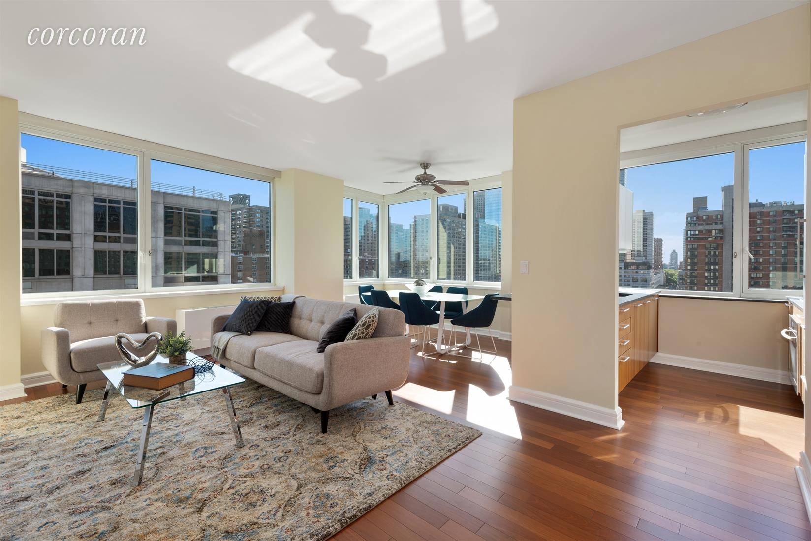 Enjoy stunning views of the Hudson River from this high floor corner two bedroom, two bathroom apartment.