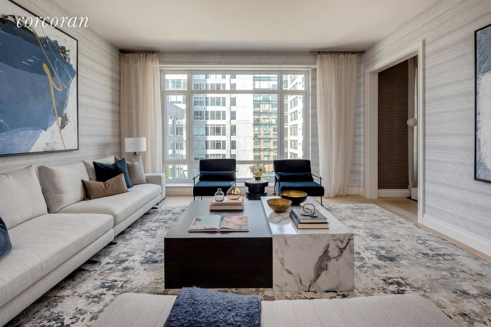 Rare and ideal four bedroom family home on the 6th floor of a boutique newly constructed 14 story condominium with a charming Tribeca location and a complete package of services ...