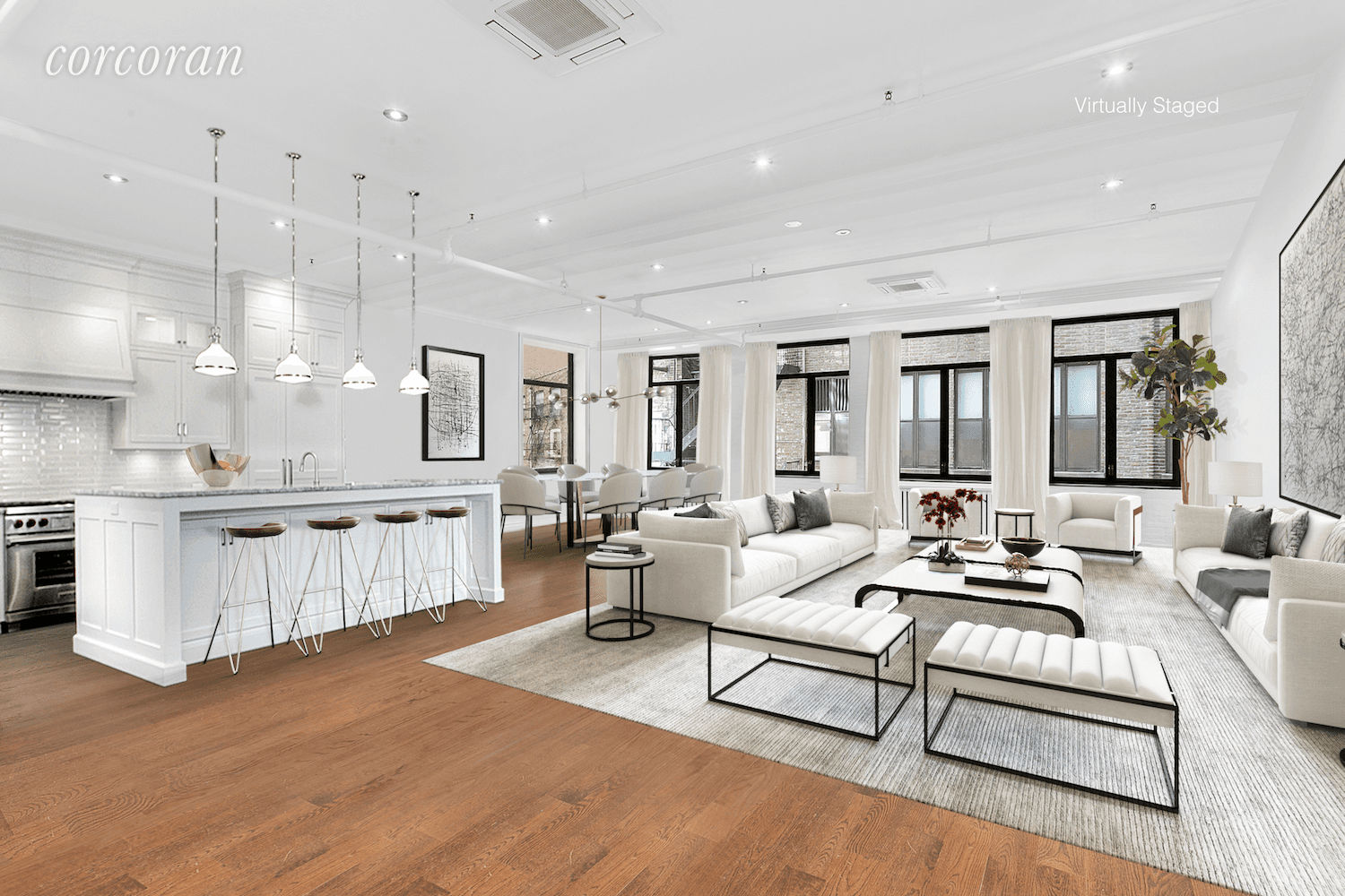 This massive 3, 182 square foot condo loft is ideally located at the cross roads of Hudson Yards, Chelsea, Flatiron and Midtown.