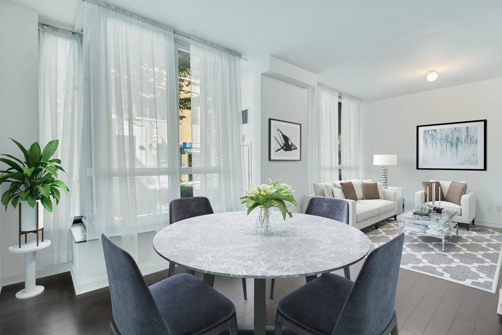 Live in total serenity in this 1, 374 SF loft style duplex in the heart of Chelsea.