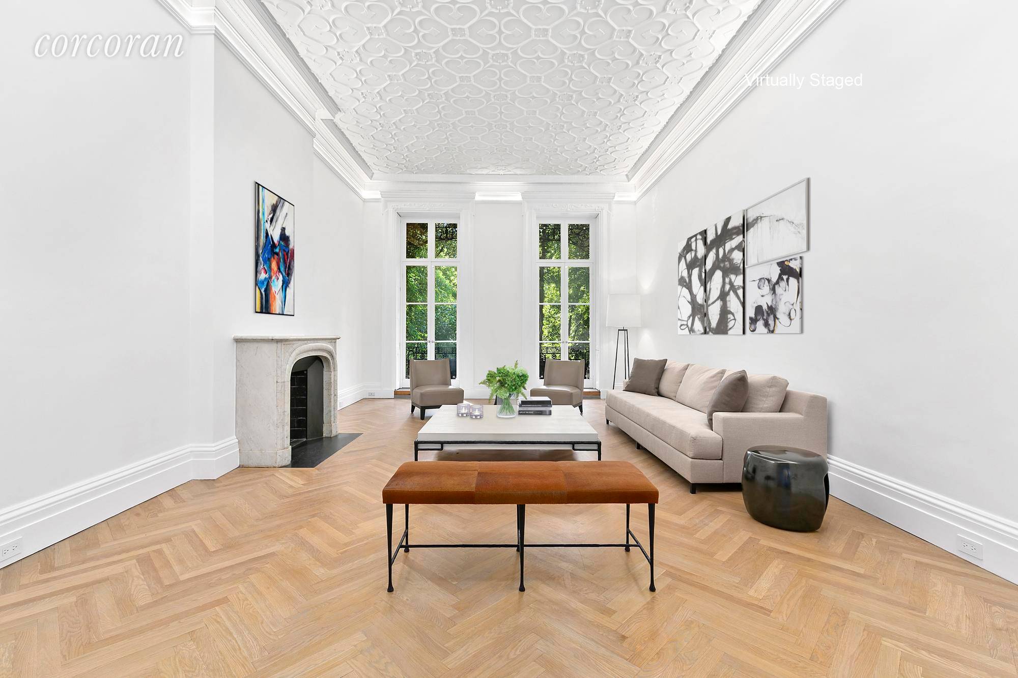 Rare opportunity to rent an elegant, newly renovated parlor floor apartment facing Gramercy Park, in an 1840's Greek Revival red brick townhouse.
