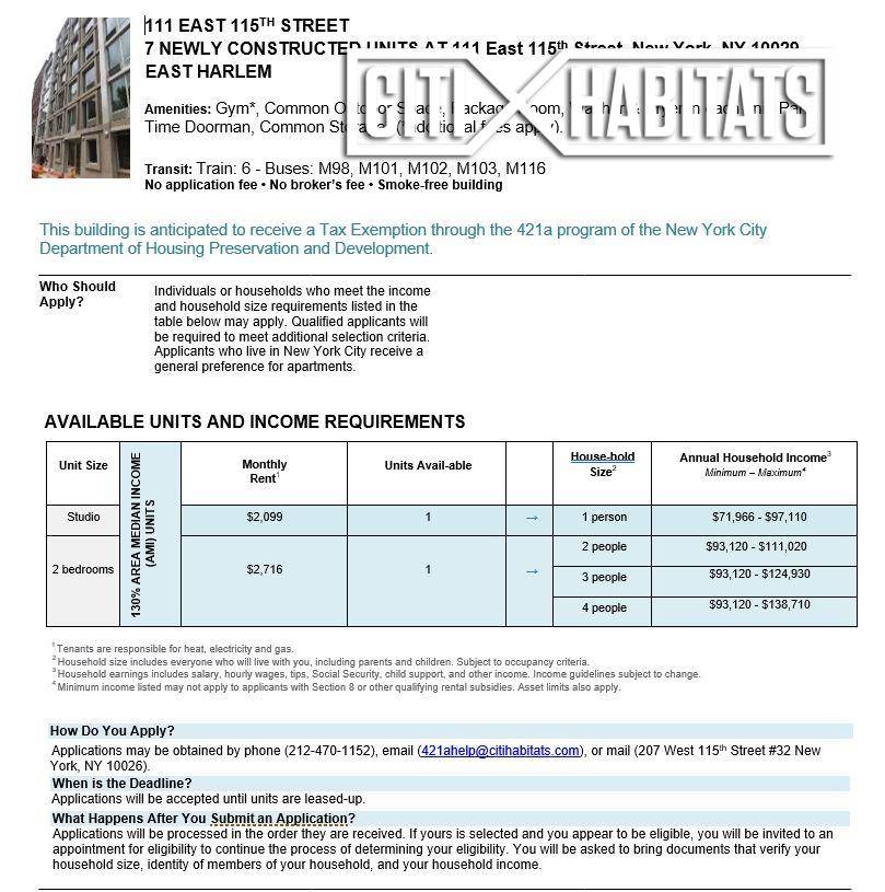 Income restricted apartments please see below for guidelines Rent stabilized units !