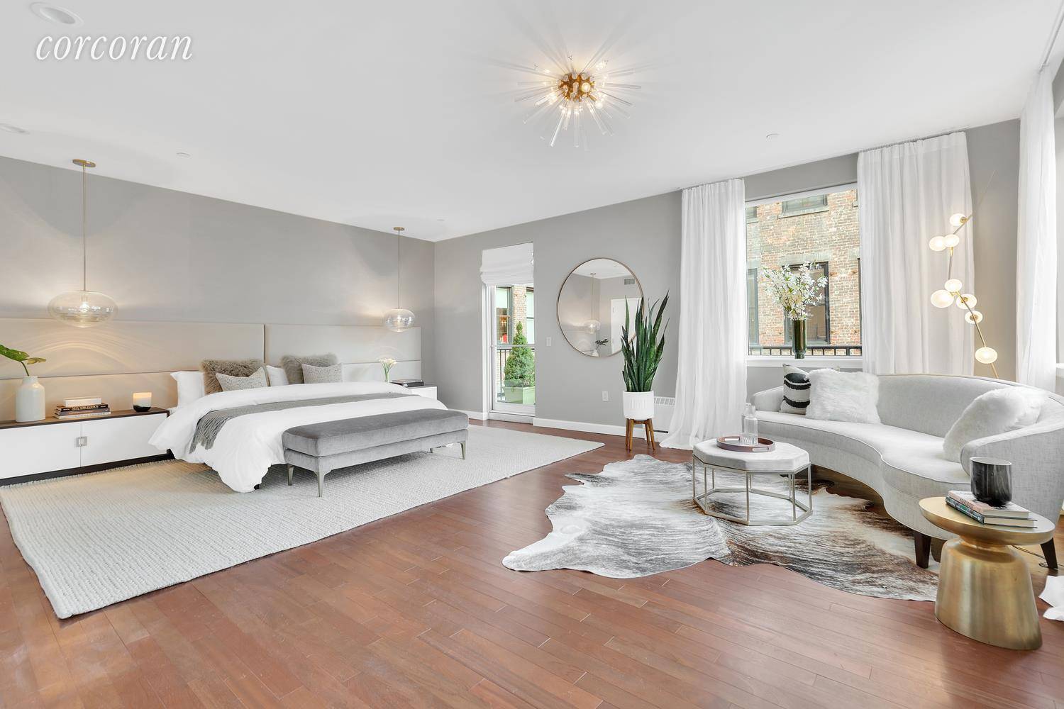 Sunny and open, triple mint 3 to 4 bedroom duplex penthouse in a doorman prewar Tribeca condominium.
