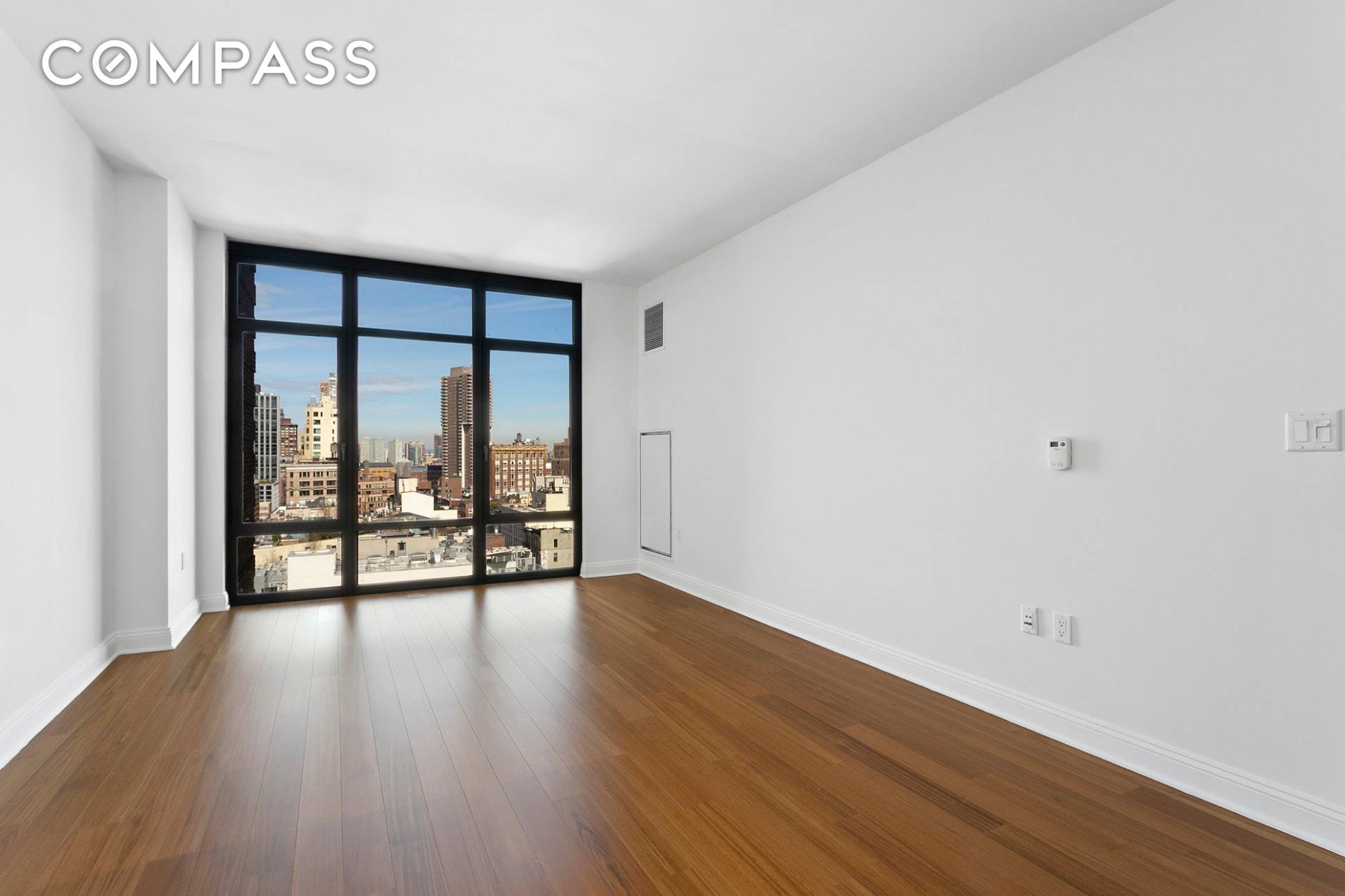 The sun drenched two bedroom, two bathroom condo is located on the 14th floor of the luxurious Reade 57 in TriBeCa, built in 2010.