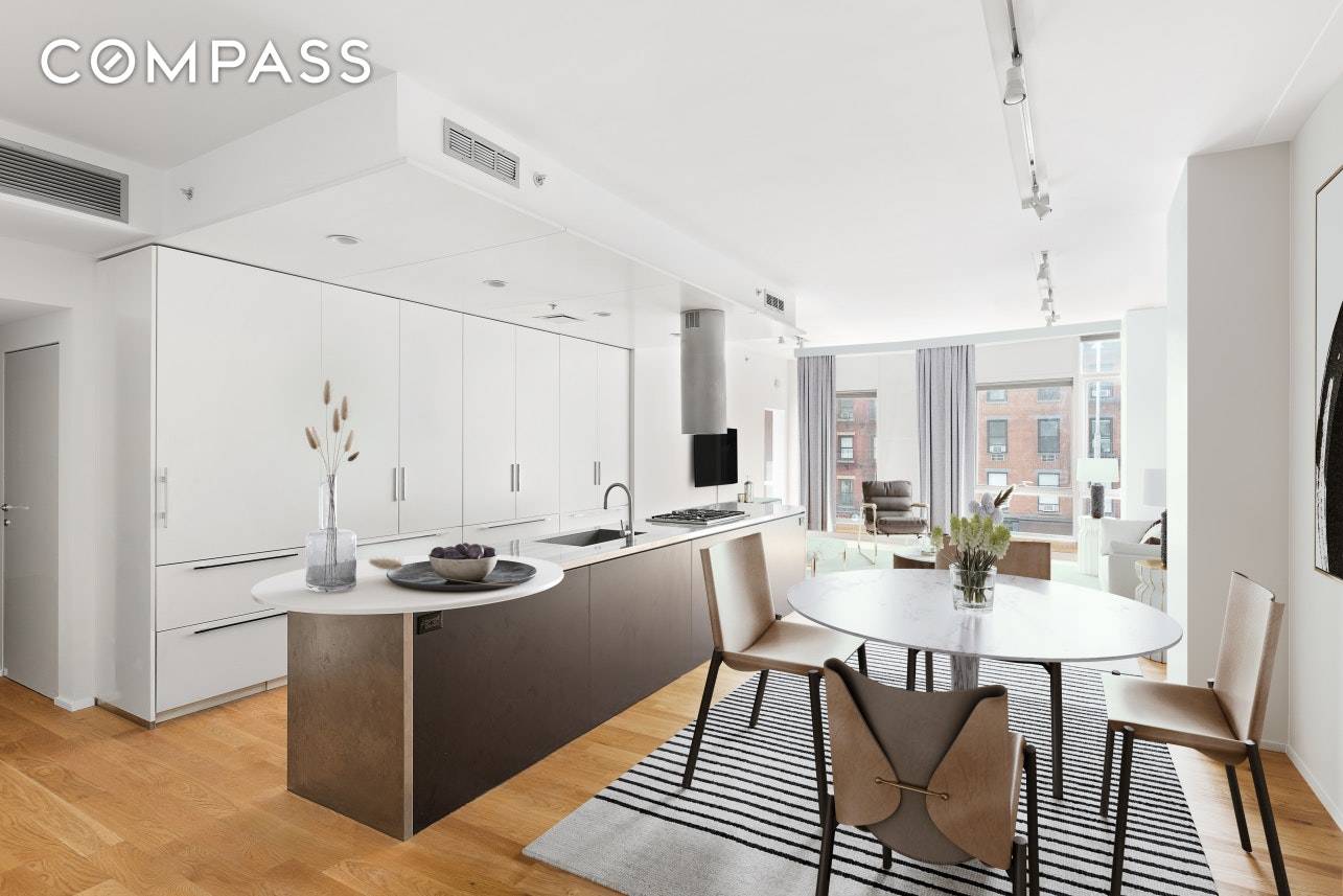 Sun filled two bedroom apartment in a full service condo in West Chelsea.