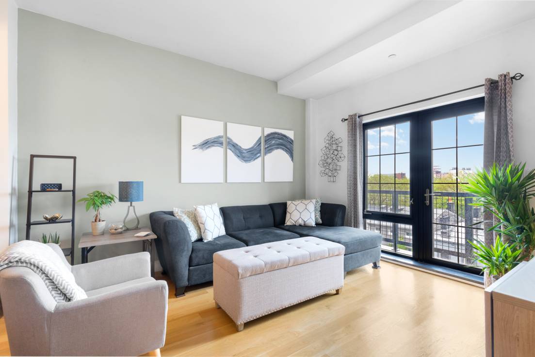 Deeded garage parking available in the building for an additional 55, 000 to accompany this perfectly sized and situated sun filled one bedroom condo with private balcony in Williamsburg.