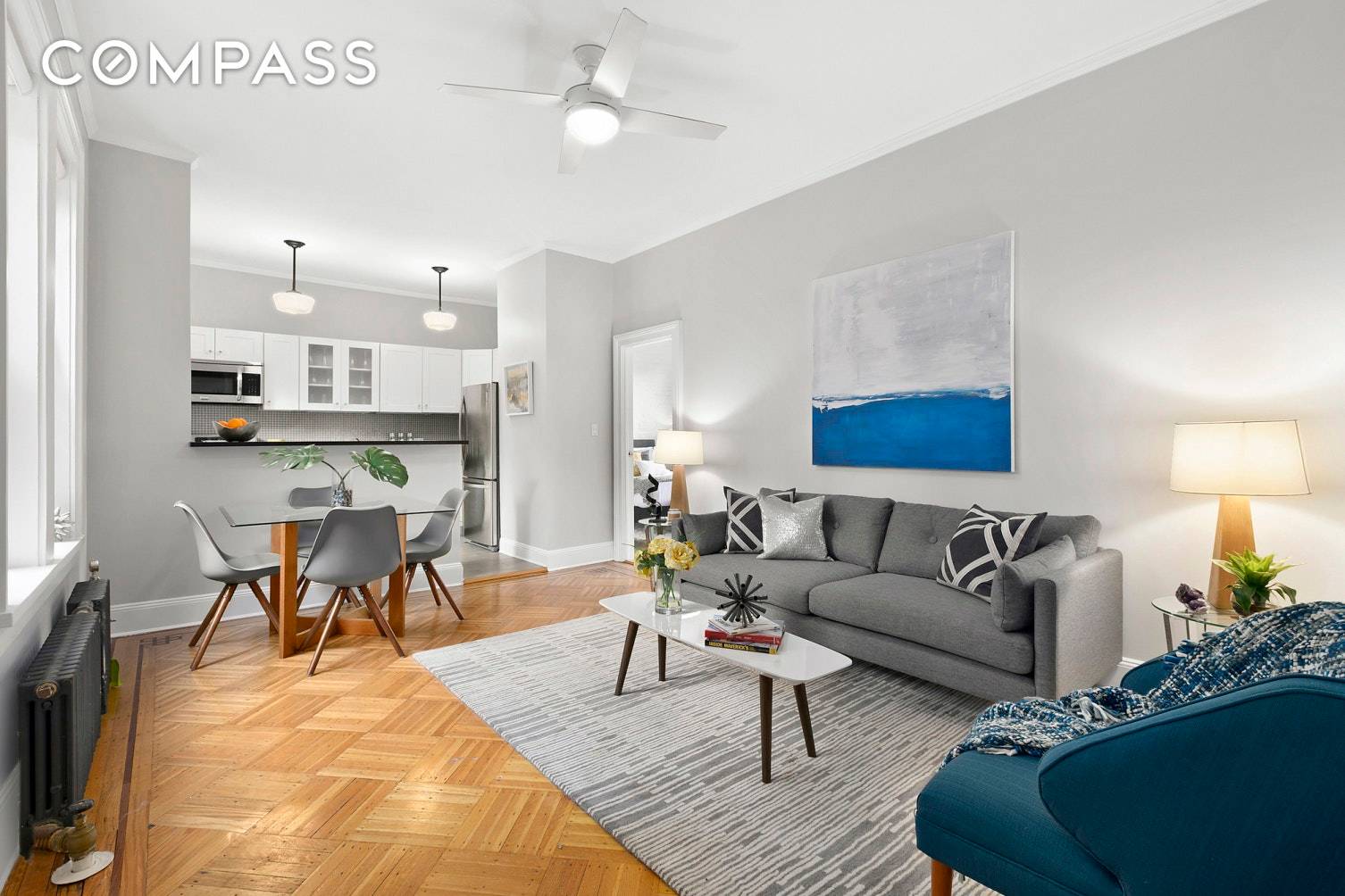 A beautifully renovated, charming, and quiet two bedroom home with tree top views awaits you in the heart of Prospect Heights.