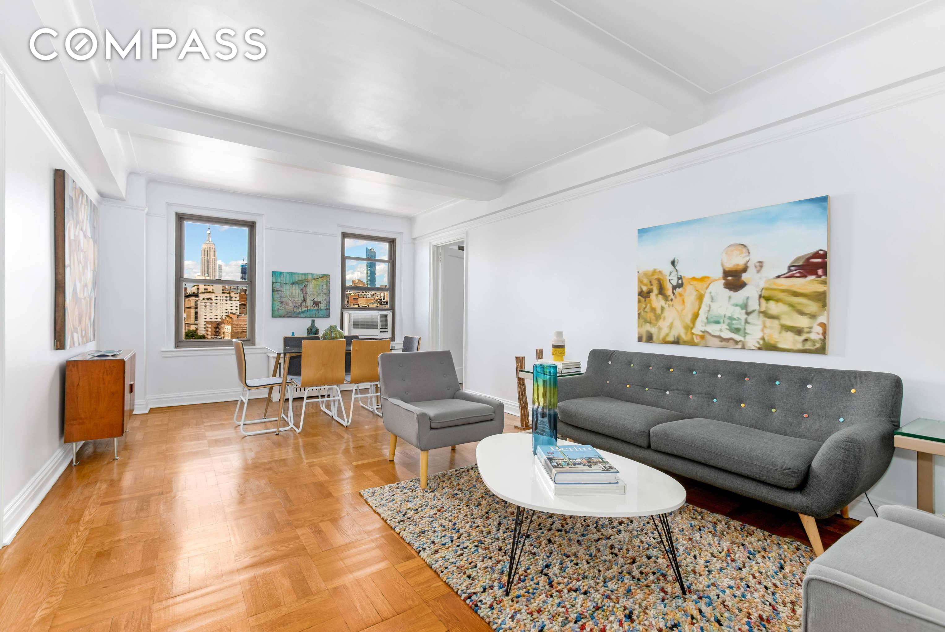 Breathtaking skyline views and extraordinary storage space fill every room of this spacious one bedroom, one bathroom cooperative in an ideal West Village location.
