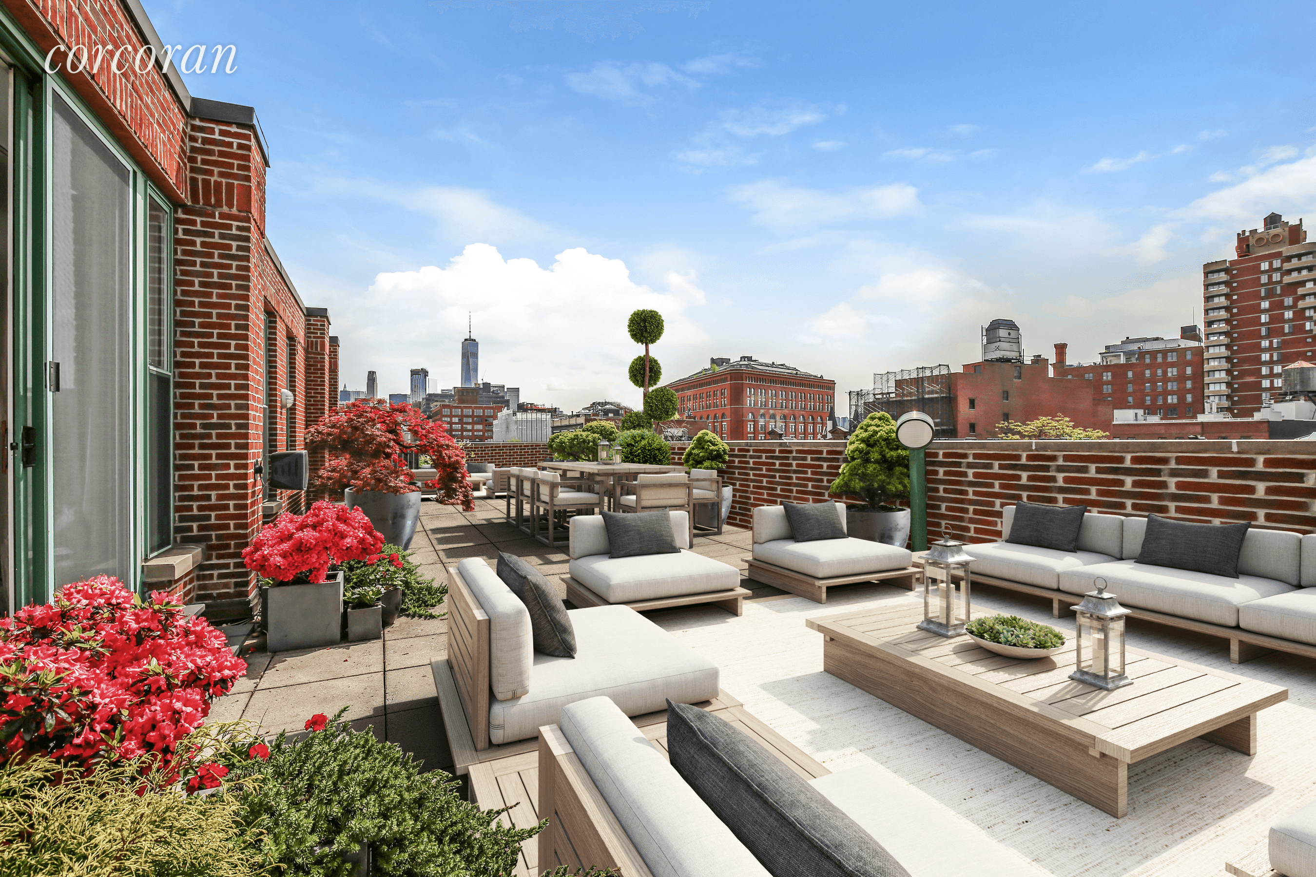 This spectacular West Village penthouse loft features 3, 665 SF of combined indoor outdoor living space perfect for entertaining or enjoying time outdoors on the heart of Hudson.
