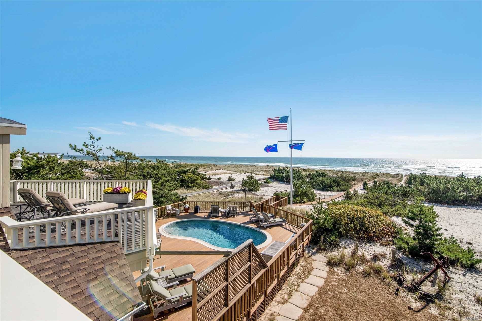 Majestically situated on protected Village Oceanfront, this meticulously maintained, newly renovated home by top Hamptons builder is located just a short distance from all Westhampton Beach Village amenities.