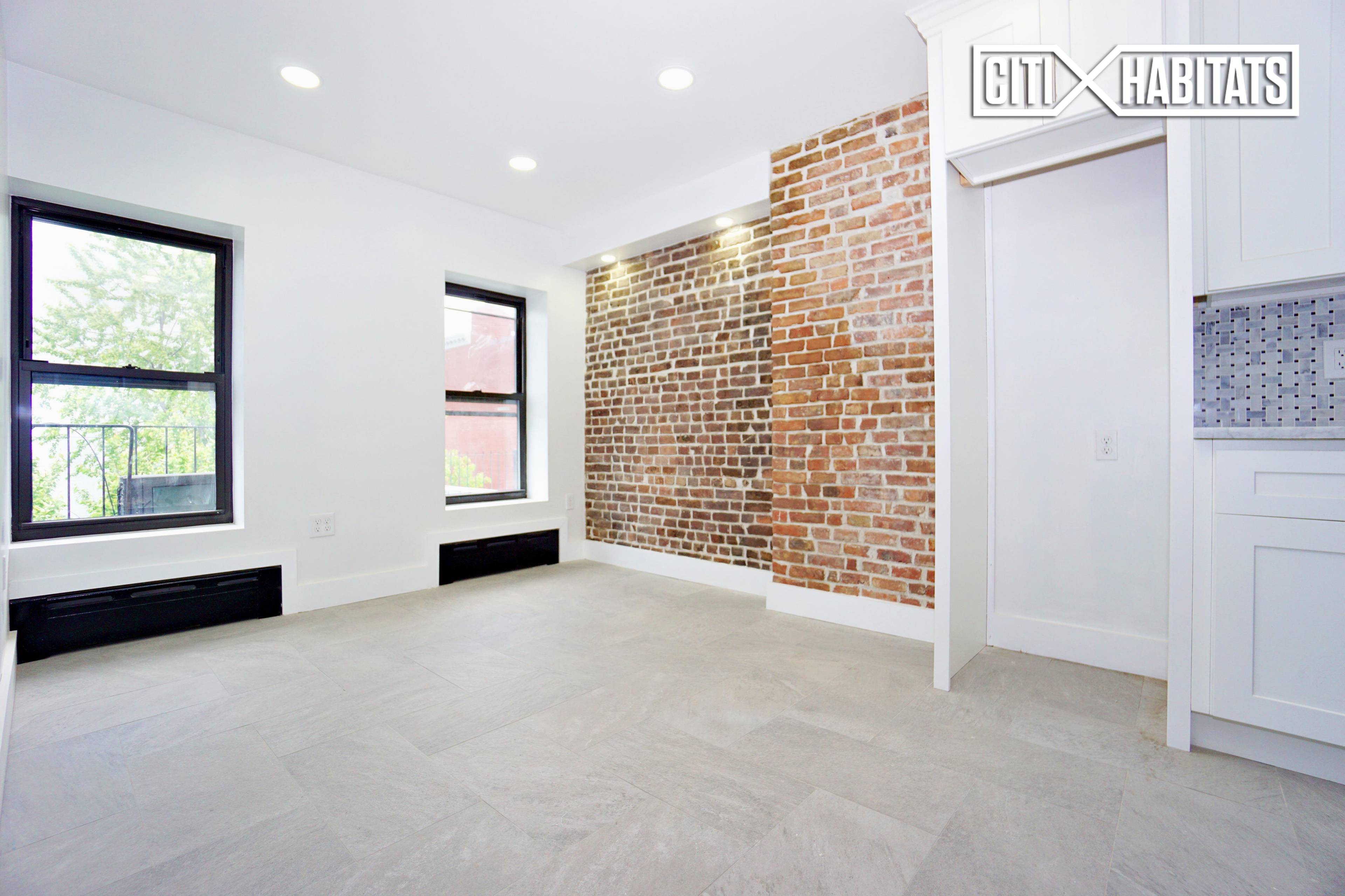 No Fee ! Brand new 1 Bedroom apartment with huge garden area right off the J train Kosciuszko Spacious living and bedroom with separate kitchen and bathroom, brick wall, large ...