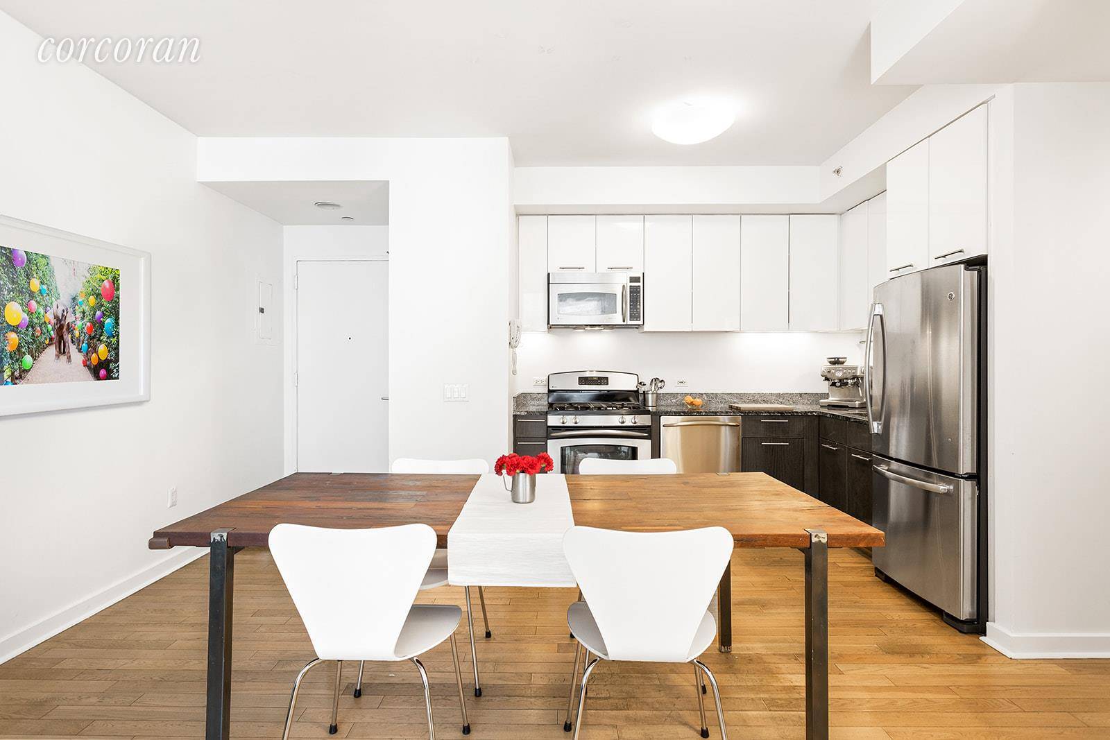 Smart and stylish, crisp and clean, this two bedroom, two bathroom in Fort Greene's best full service condo building is an excellent value.