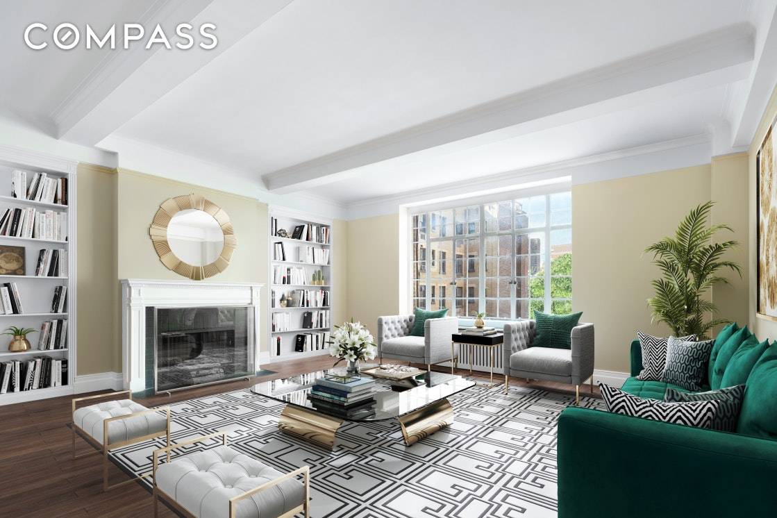 This elegant and generously proportioned one bedroom residence on a prime Upper East Side block is classically appointed with a wood burning fireplace, 9'3 beamed ceilings, hardwood floors and built ...