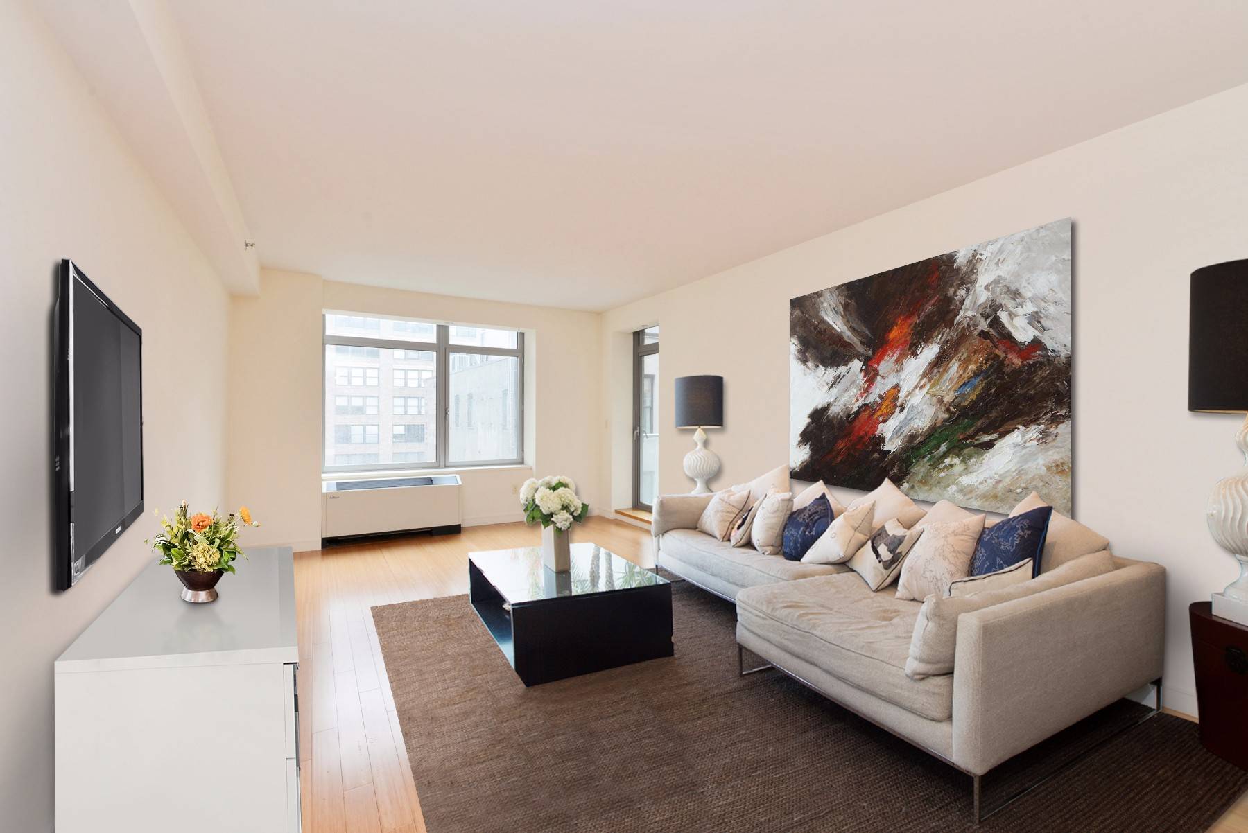 Pristine, sun filled large one bedroom unit with a home office conveniently located in an upscale, newly developed condo building in the heart of Kips Bay in Manhattan within close ...
