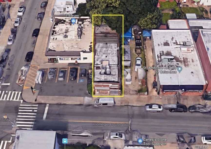 Prime warehouse in the center of College Point, Lot Size 25 100, Zoning R5B C2 3