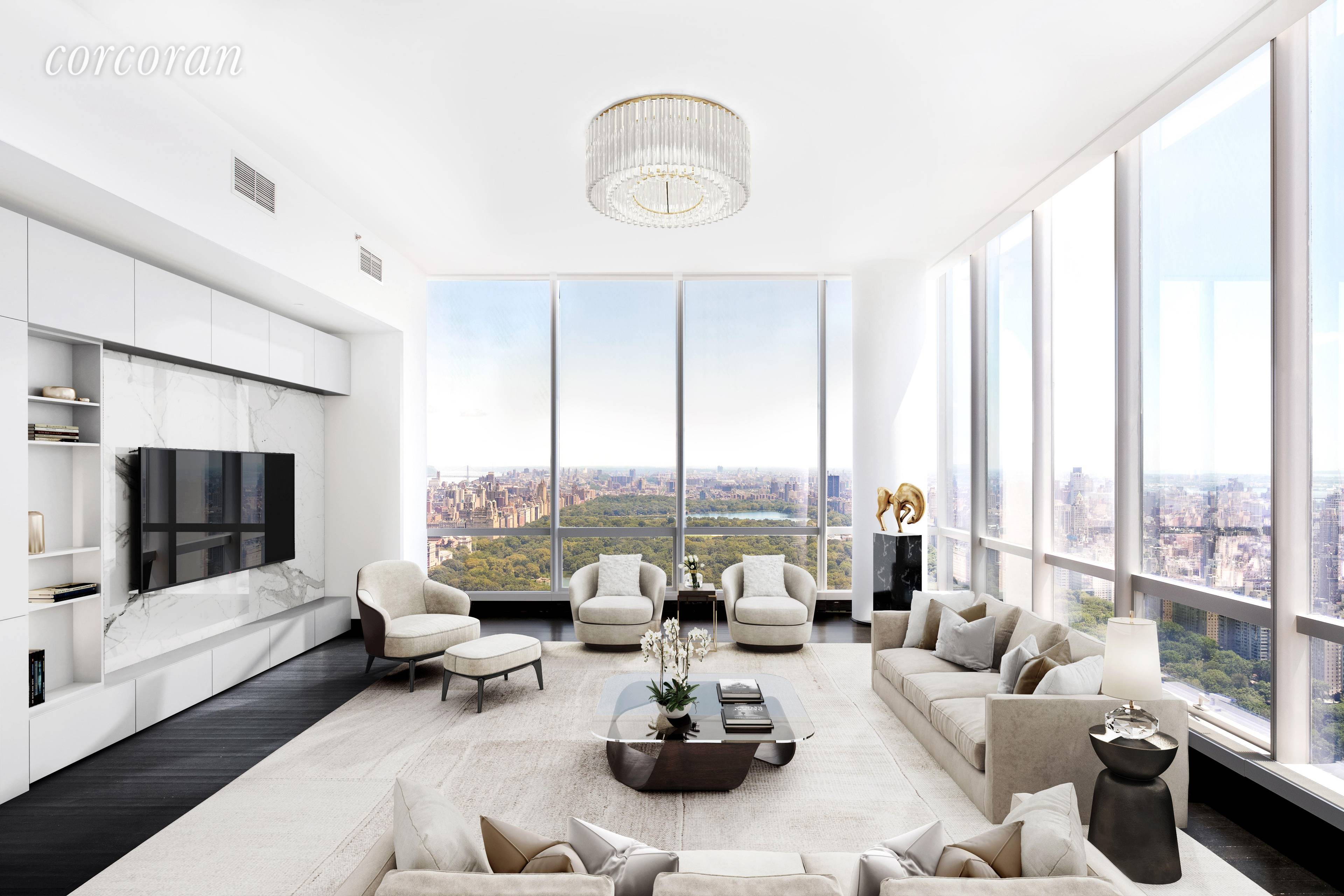 Residence 56C at One57Incomparable Central Park and Skyline Views Highest C Line in the Building Four Bedrooms Four Baths Powder Room 3, 466 sqft This 56th floor C line residence ...
