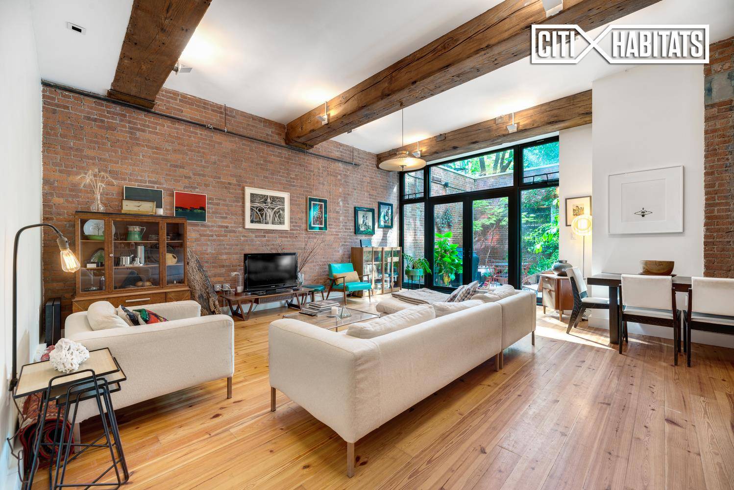 RARE 1220 square foot Two Bedroom Condo Loft for rent with SECLUDED GARDEN in Prime Northside Williamsburg !