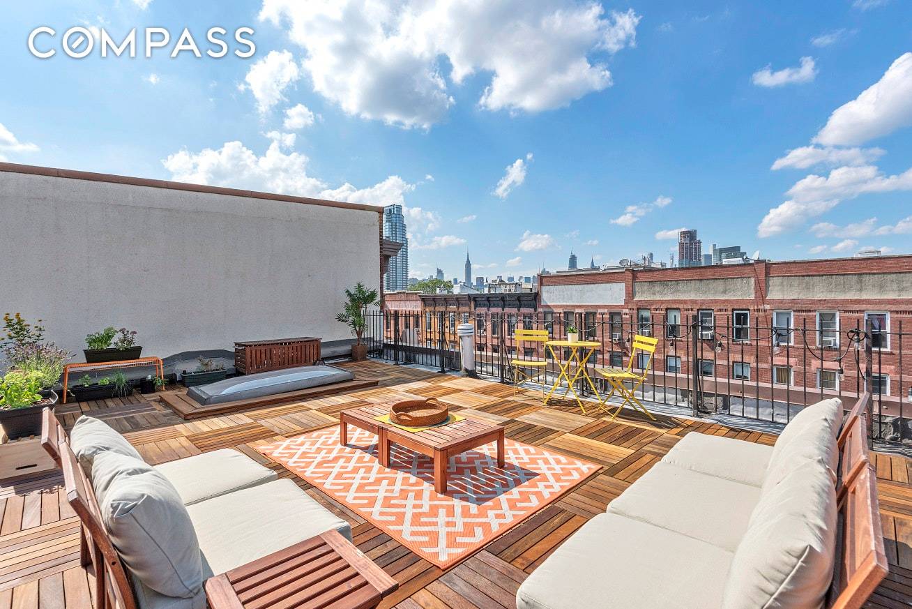 Located in the Greenpoint Historic District, apartment 3E is a top floor two bedroom featuring double height ceilings and a custom designed built 427 foot private roof deck with city ...