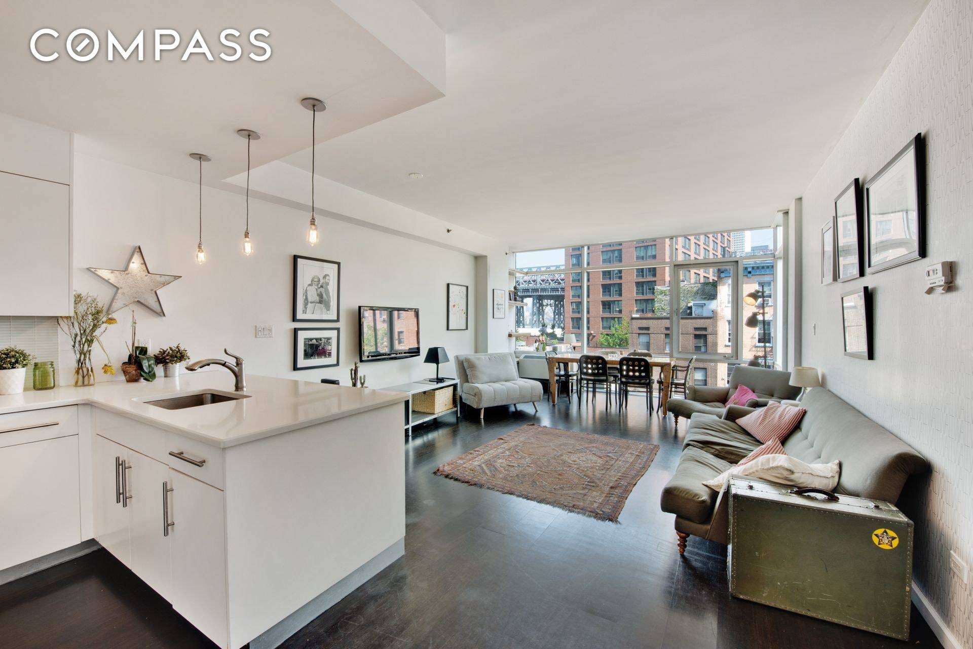 With postcard views of the Williamsburg Bridge and East River, this enormous and bright 1 Bedroom Condo is the perfect home or investment for the discerning buyer looking to stake ...