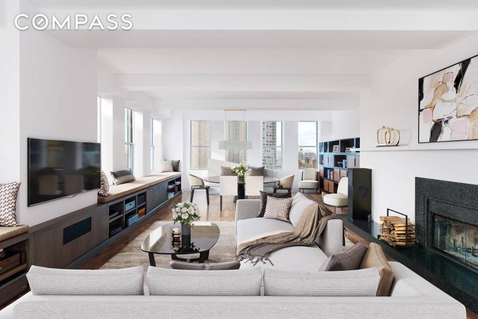 This high floor, sun kissed spacious home with a terrace perched atop a discreet pre war full service condominium building boasts views and light South, West, and North, with expansive, ...